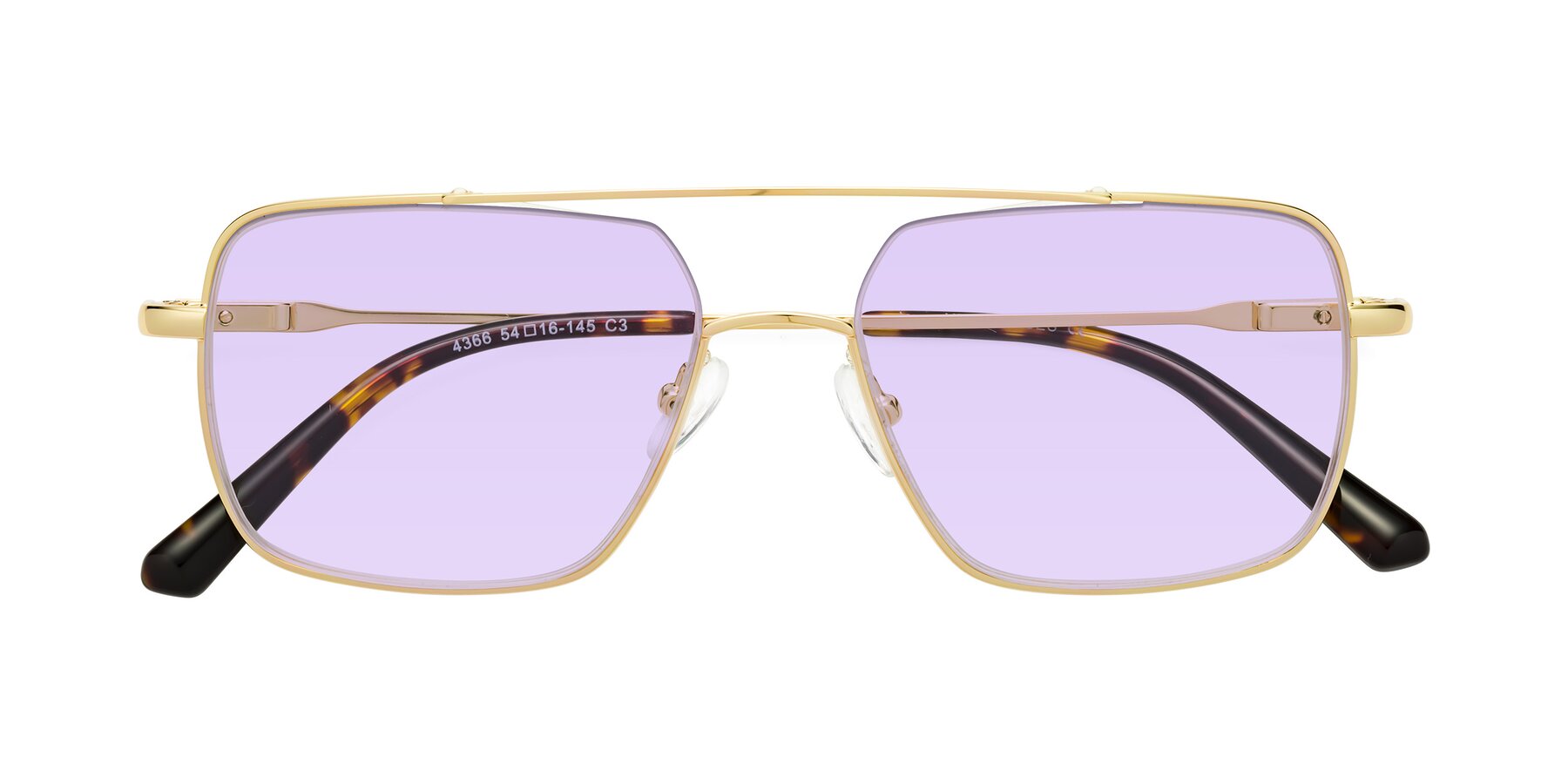 Folded Front of Jever in Gold with Light Purple Tinted Lenses