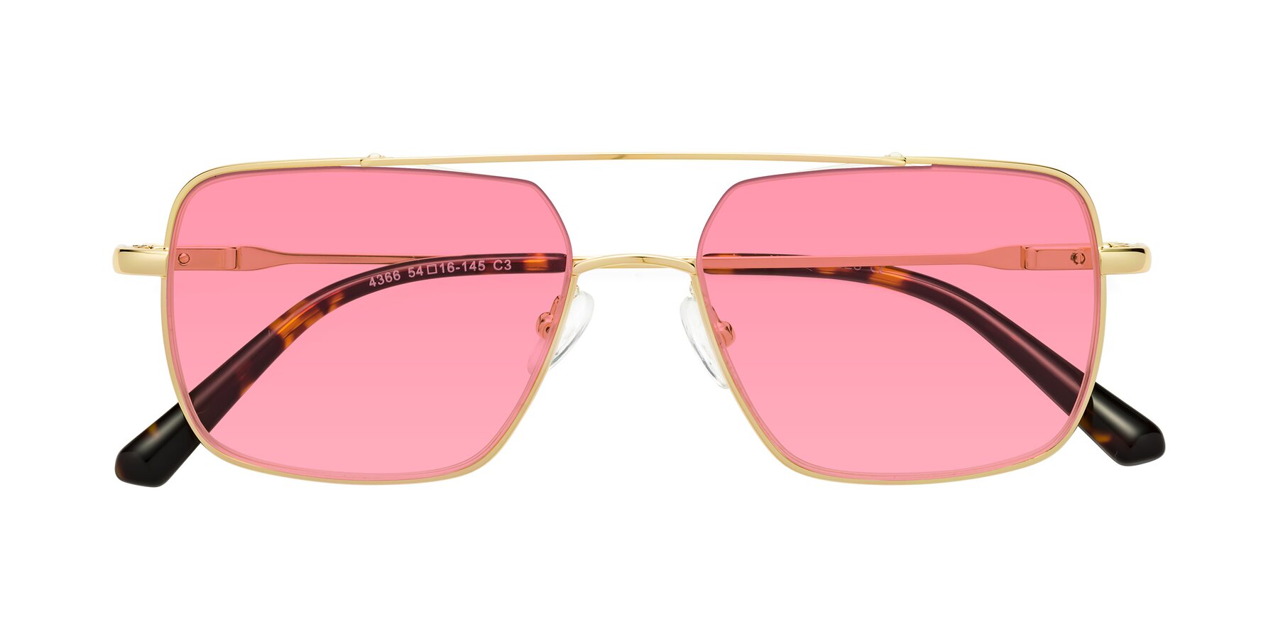 Folded Front of Jever in Gold with Pink Tinted Lenses