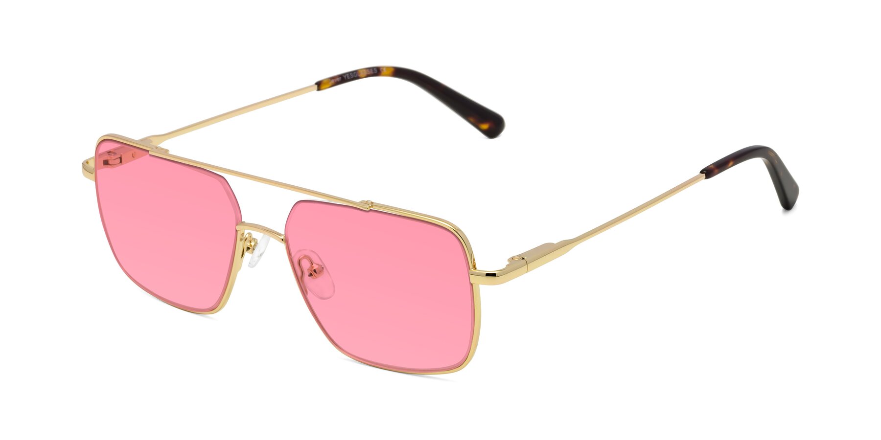 Angle of Jever in Gold with Pink Tinted Lenses