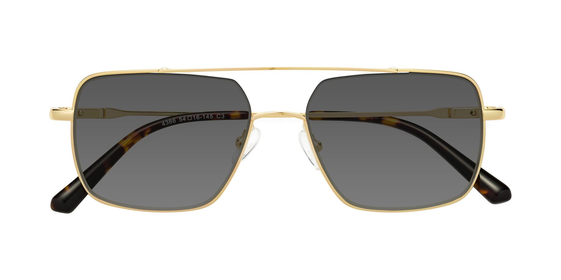 Folded Front of Jever in Gold with Medium Gray Tinted Lenses