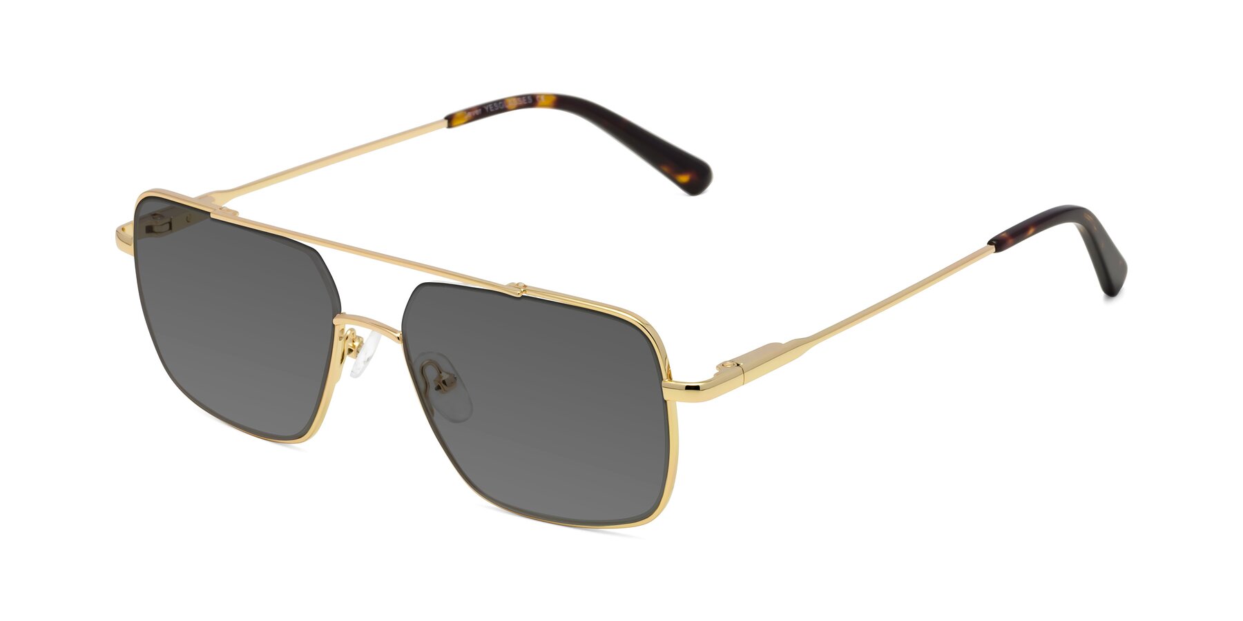 Angle of Jever in Gold with Medium Gray Tinted Lenses