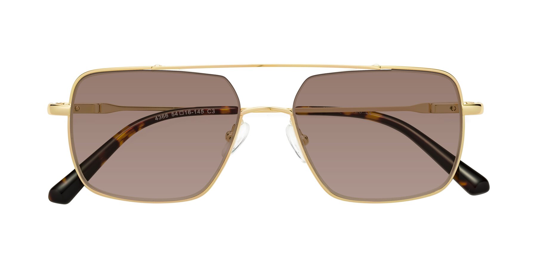Folded Front of Jever in Gold with Medium Brown Tinted Lenses