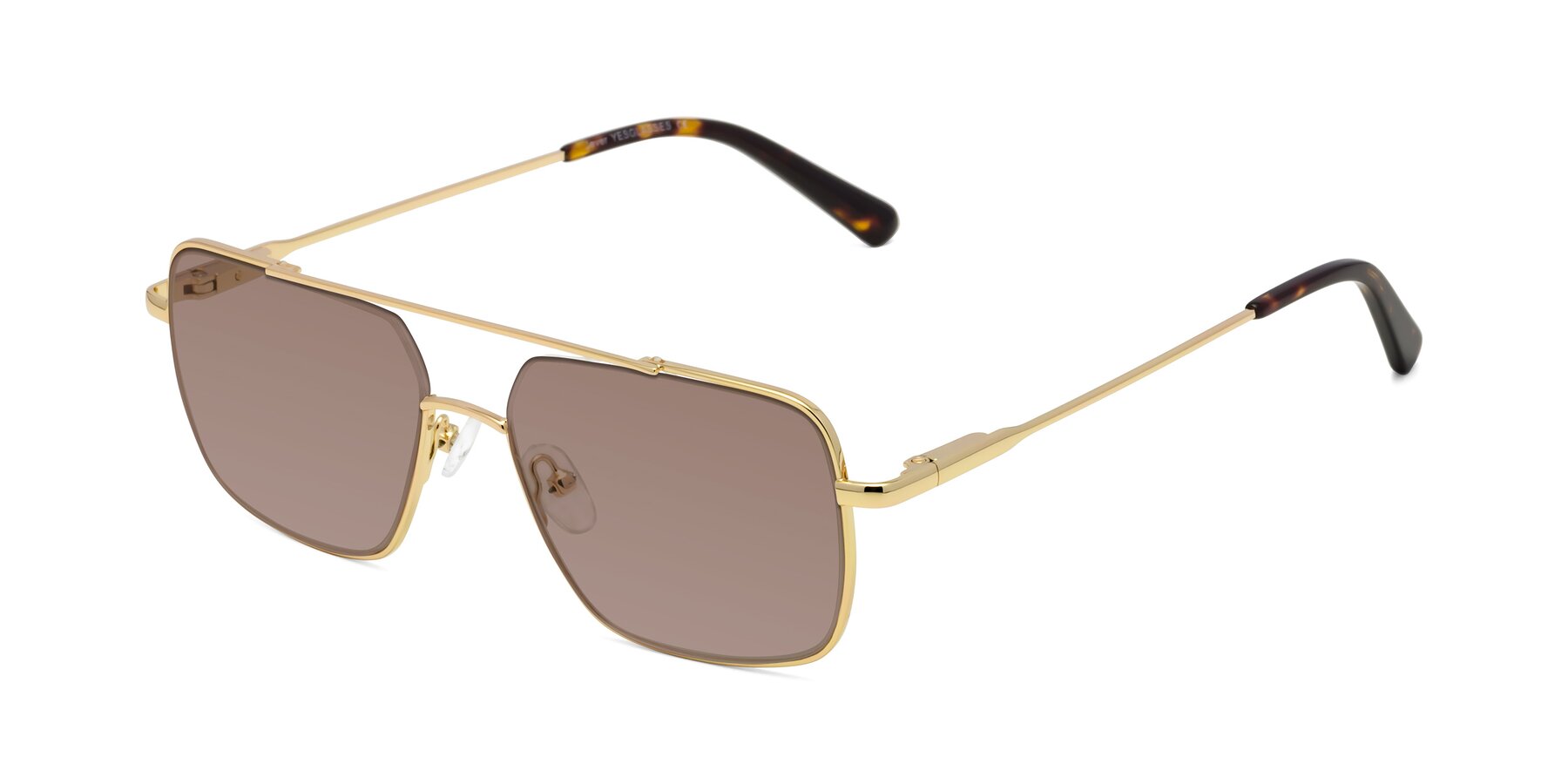 Angle of Jever in Gold with Medium Brown Tinted Lenses