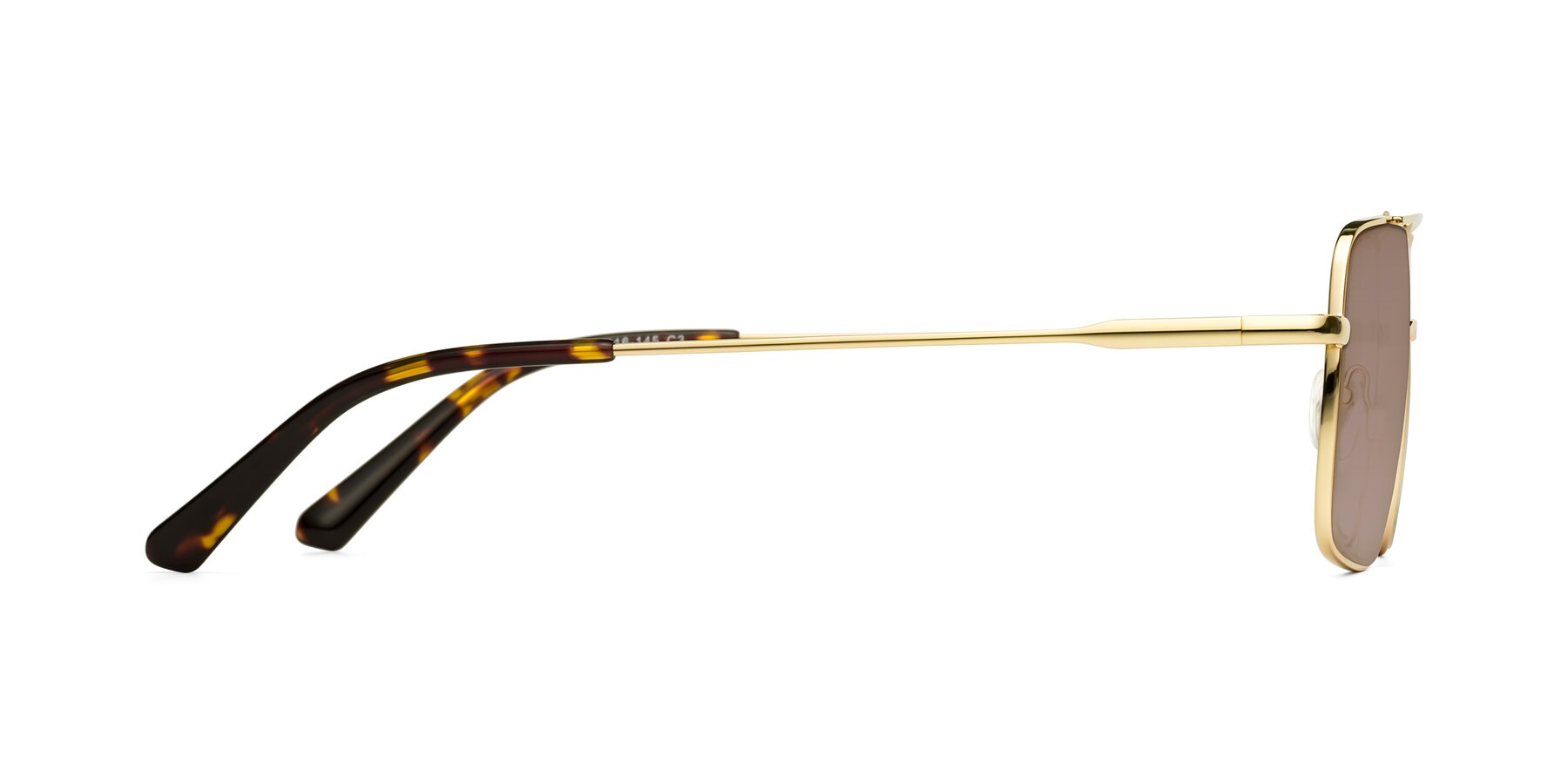 Side of Jever in Gold with Medium Brown Tinted Lenses