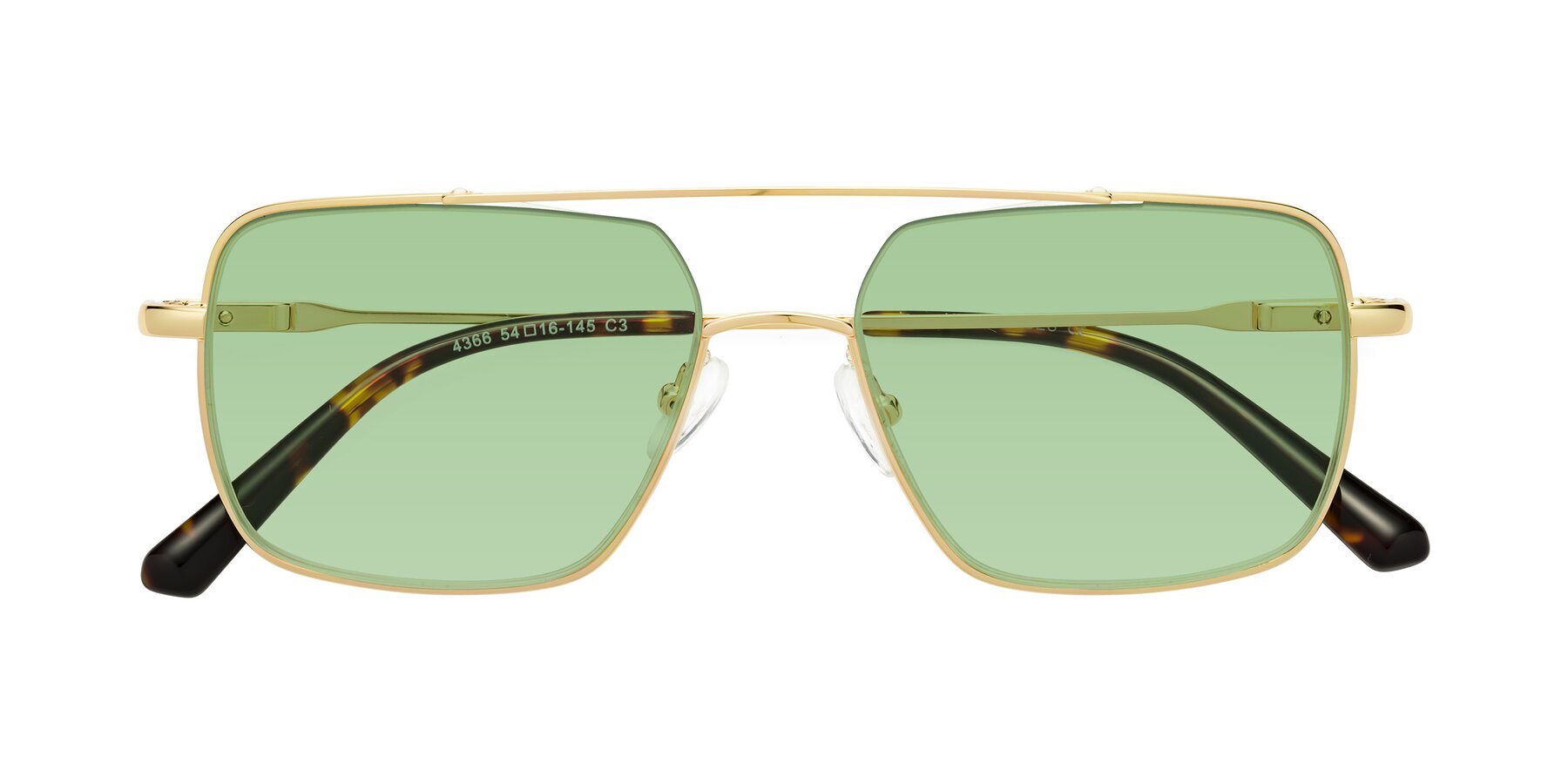 Folded Front of Jever in Gold with Medium Green Tinted Lenses