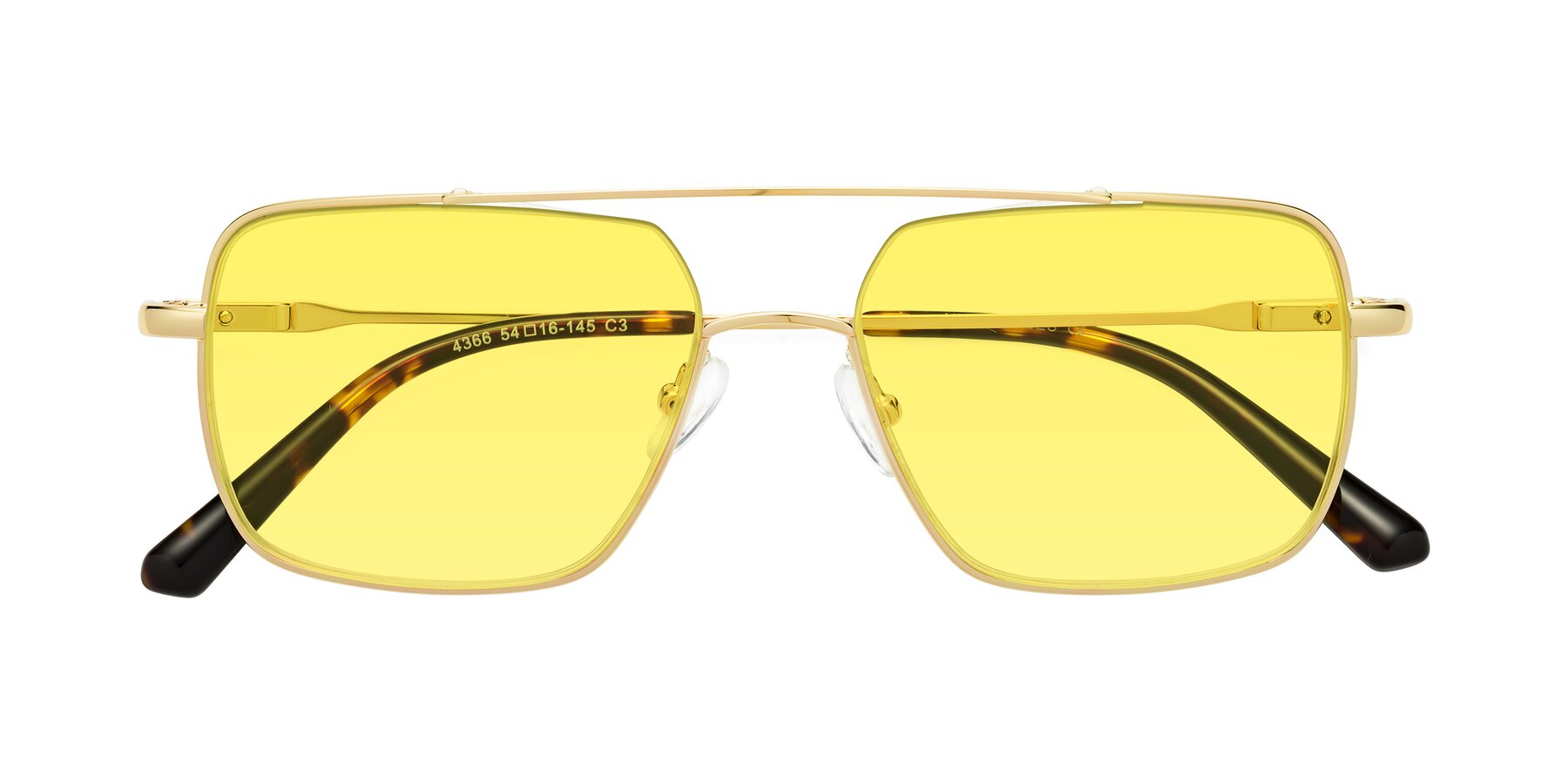 Folded Front of Jever in Gold with Medium Yellow Tinted Lenses