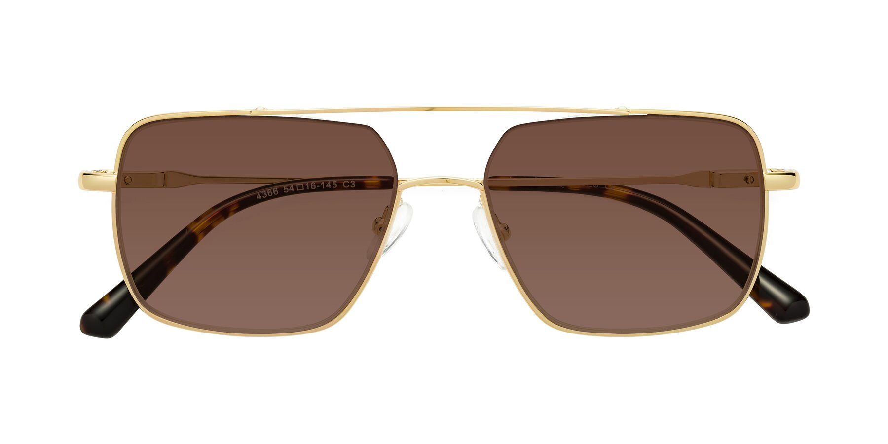 Folded Front of Jever in Gold with Brown Tinted Lenses