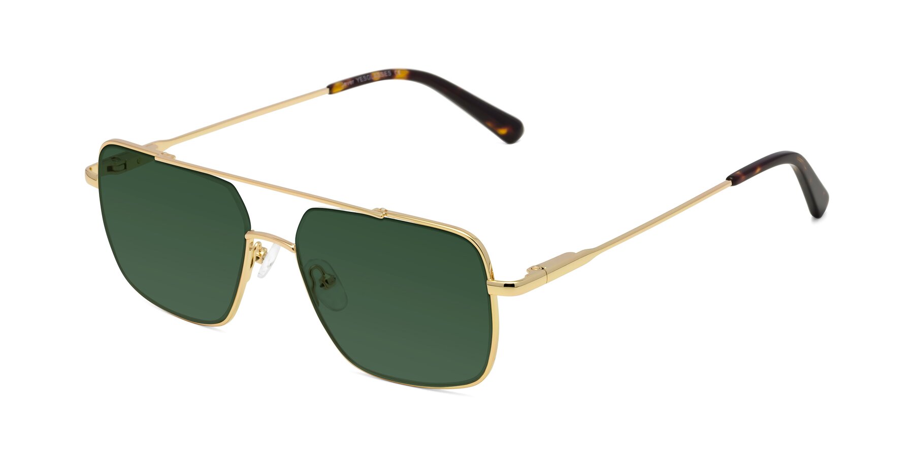 Angle of Jever in Gold with Green Tinted Lenses