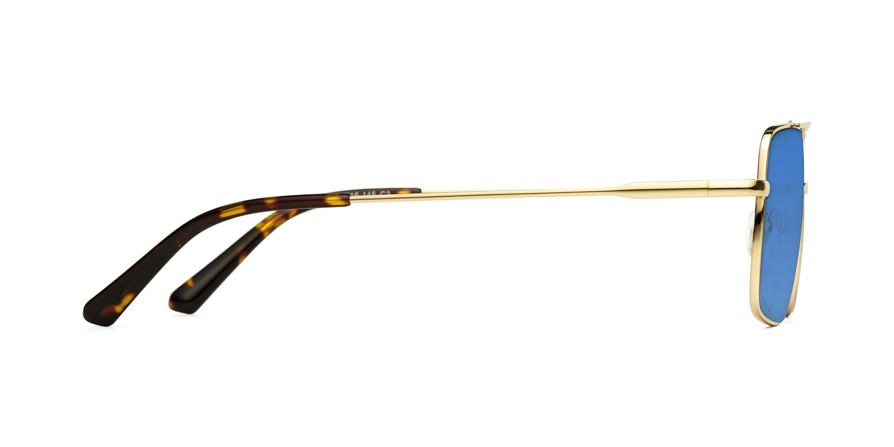 Side of Jever in Gold with Blue Tinted Lenses