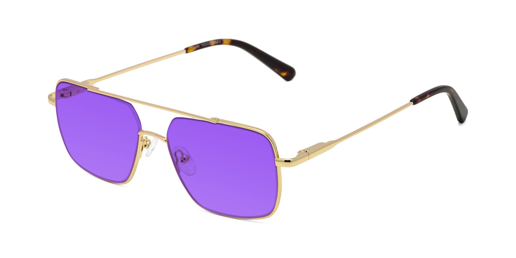 Angle of Jever in Gold with Purple Tinted Lenses