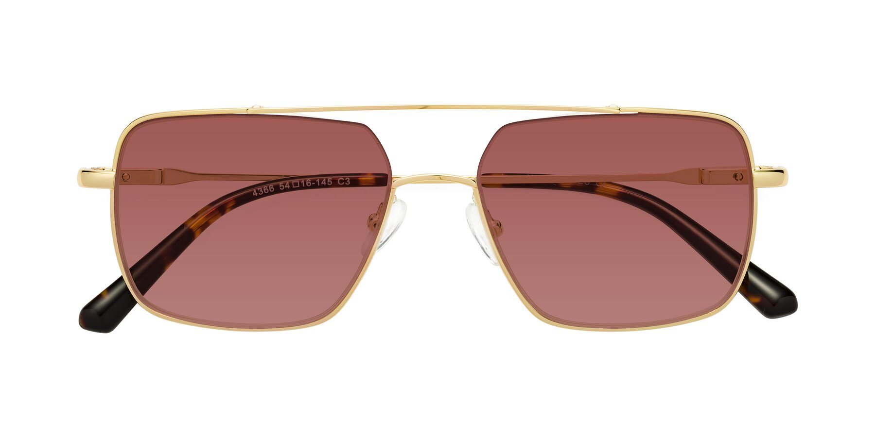 Folded Front of Jever in Gold with Garnet Tinted Lenses