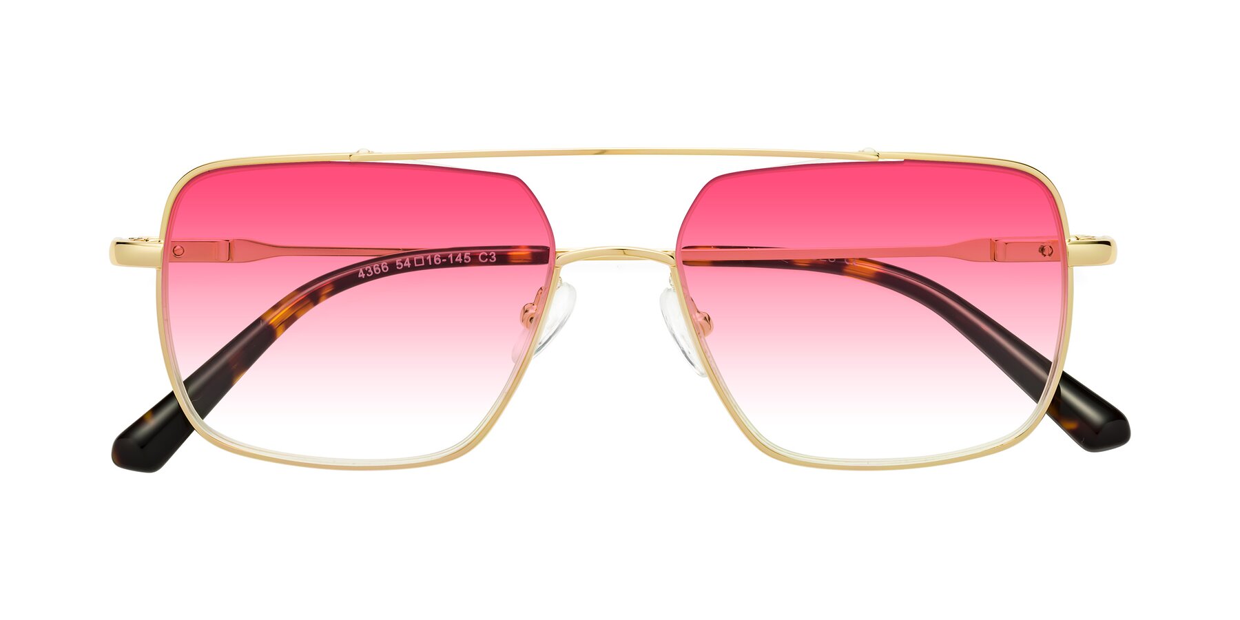Folded Front of Jever in Gold with Pink Gradient Lenses