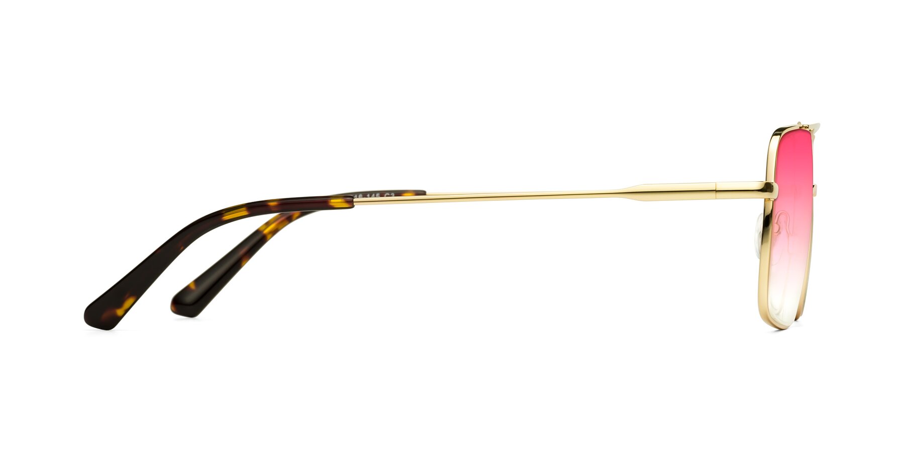 Side of Jever in Gold with Pink Gradient Lenses