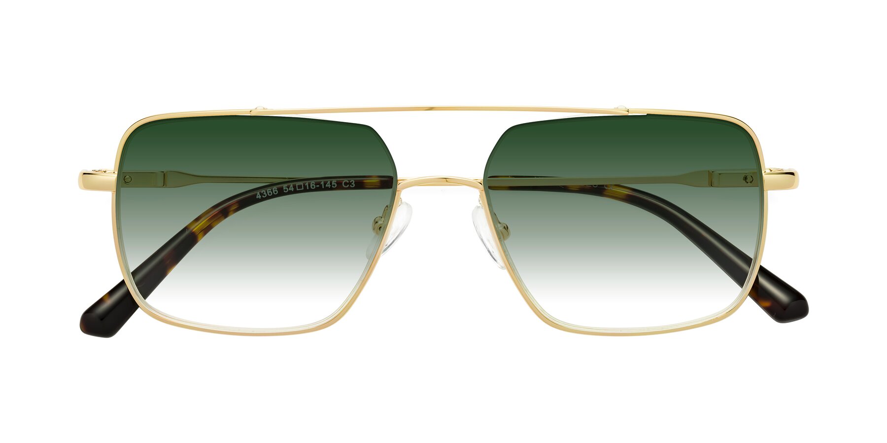 Folded Front of Jever in Gold with Green Gradient Lenses