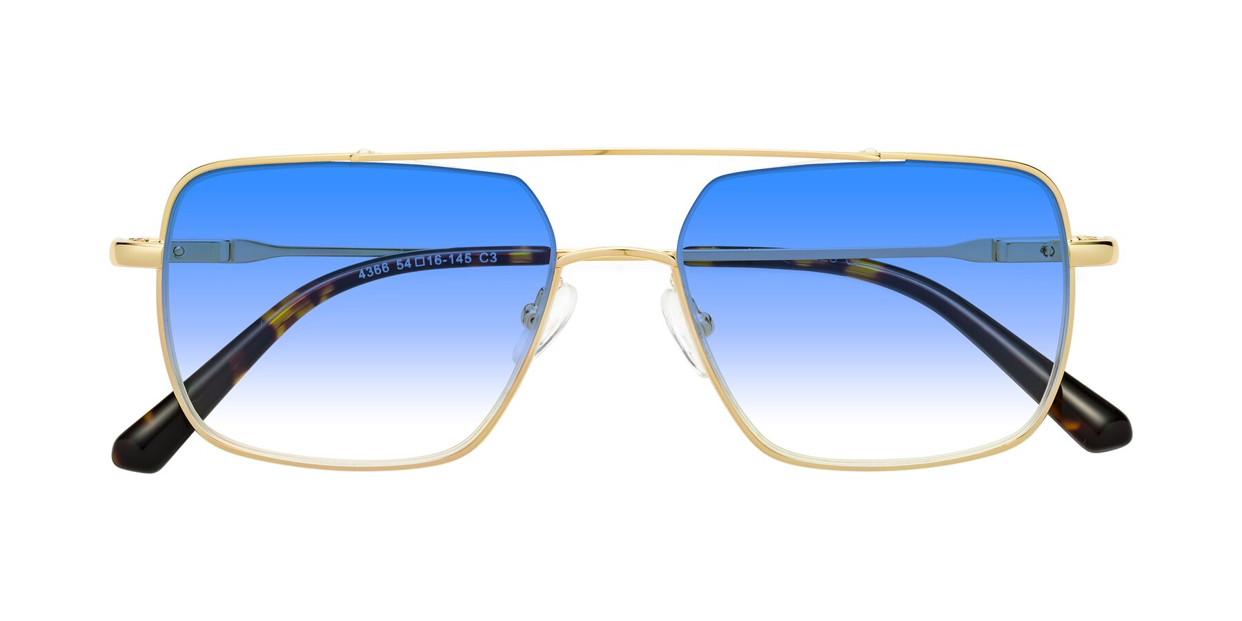 Folded Front of Jever in Gold with Blue Gradient Lenses