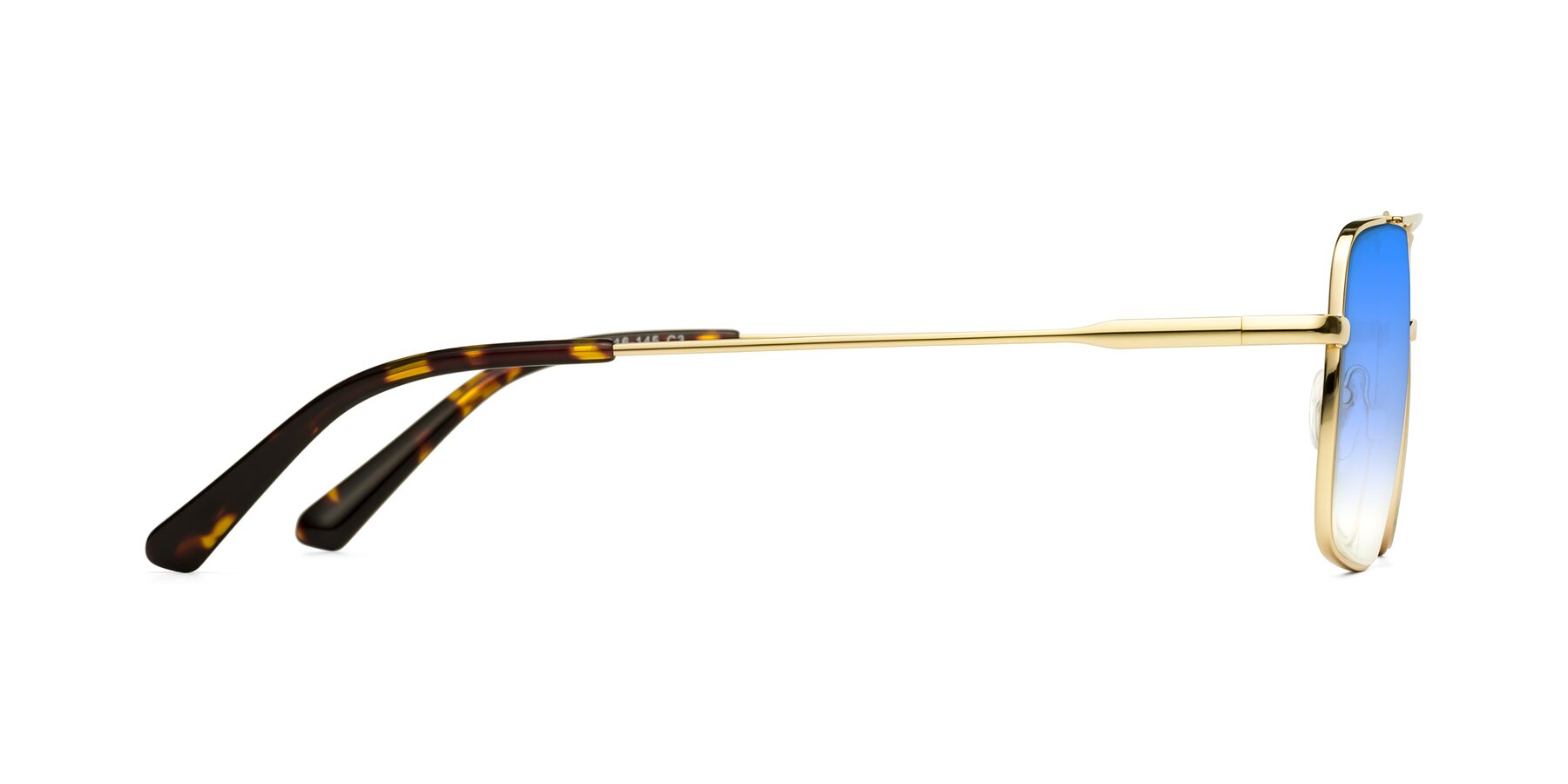 Side of Jever in Gold with Blue Gradient Lenses