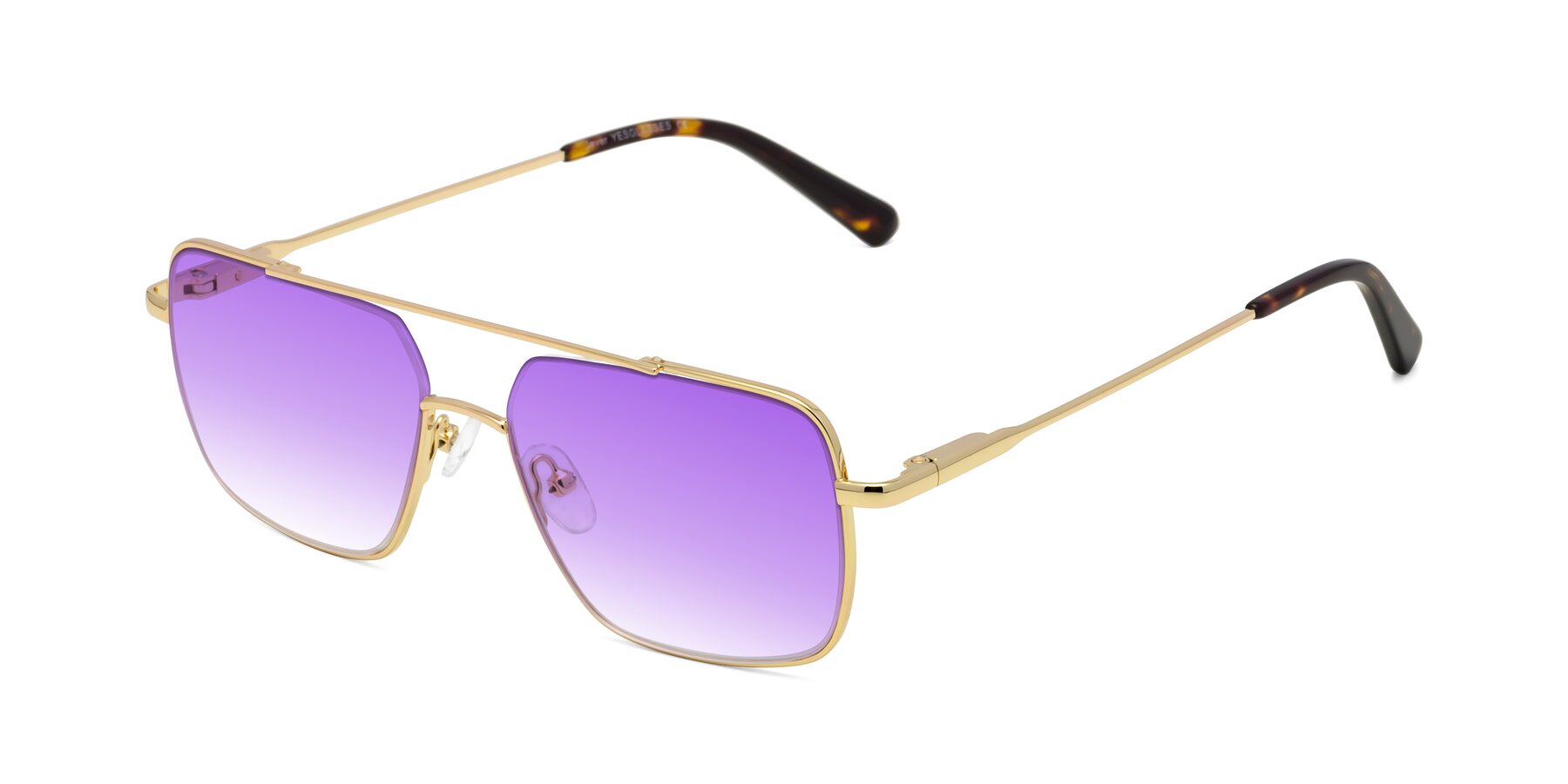 Angle of Jever in Gold with Purple Gradient Lenses