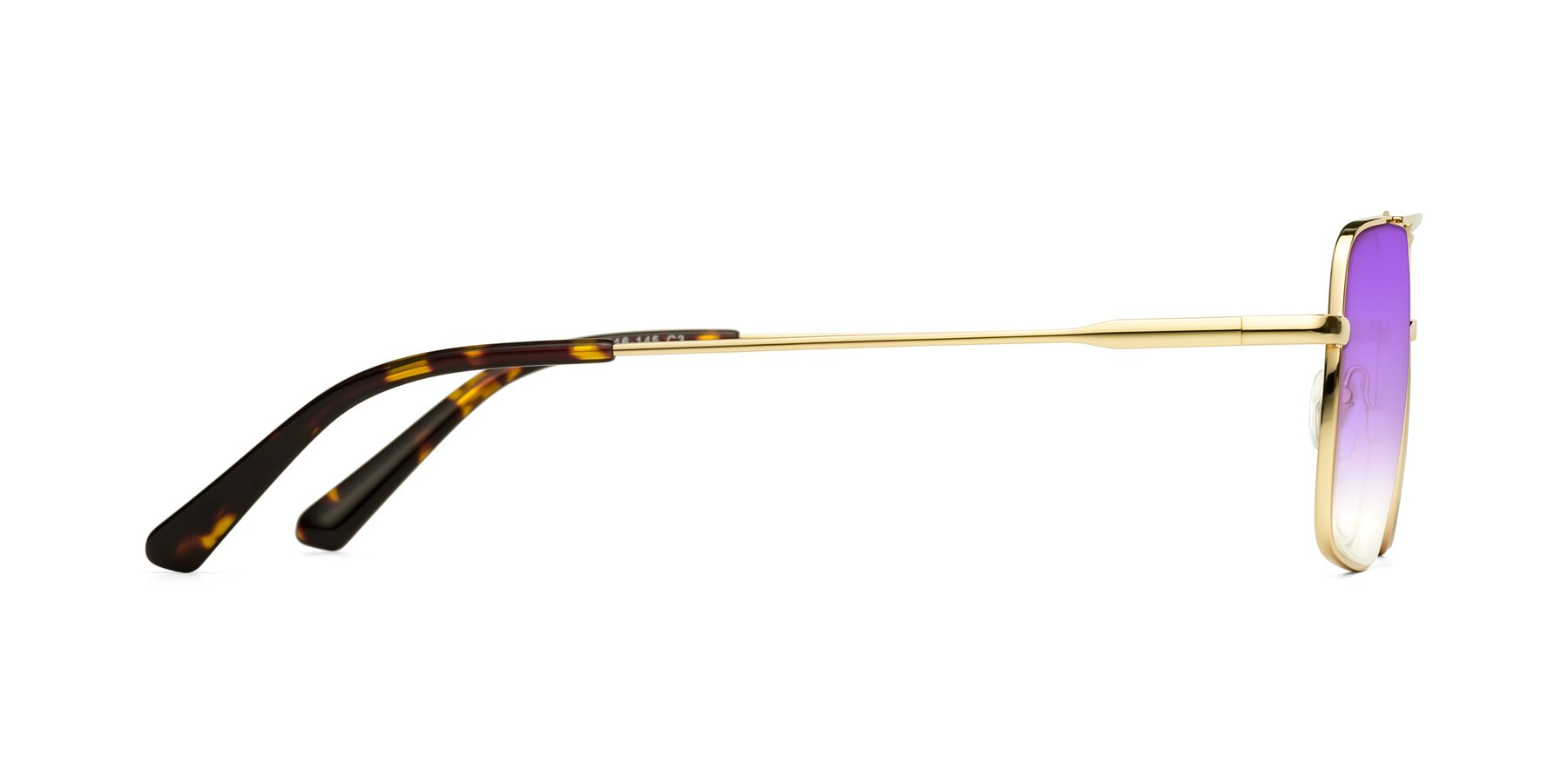 Side of Jever in Gold with Purple Gradient Lenses
