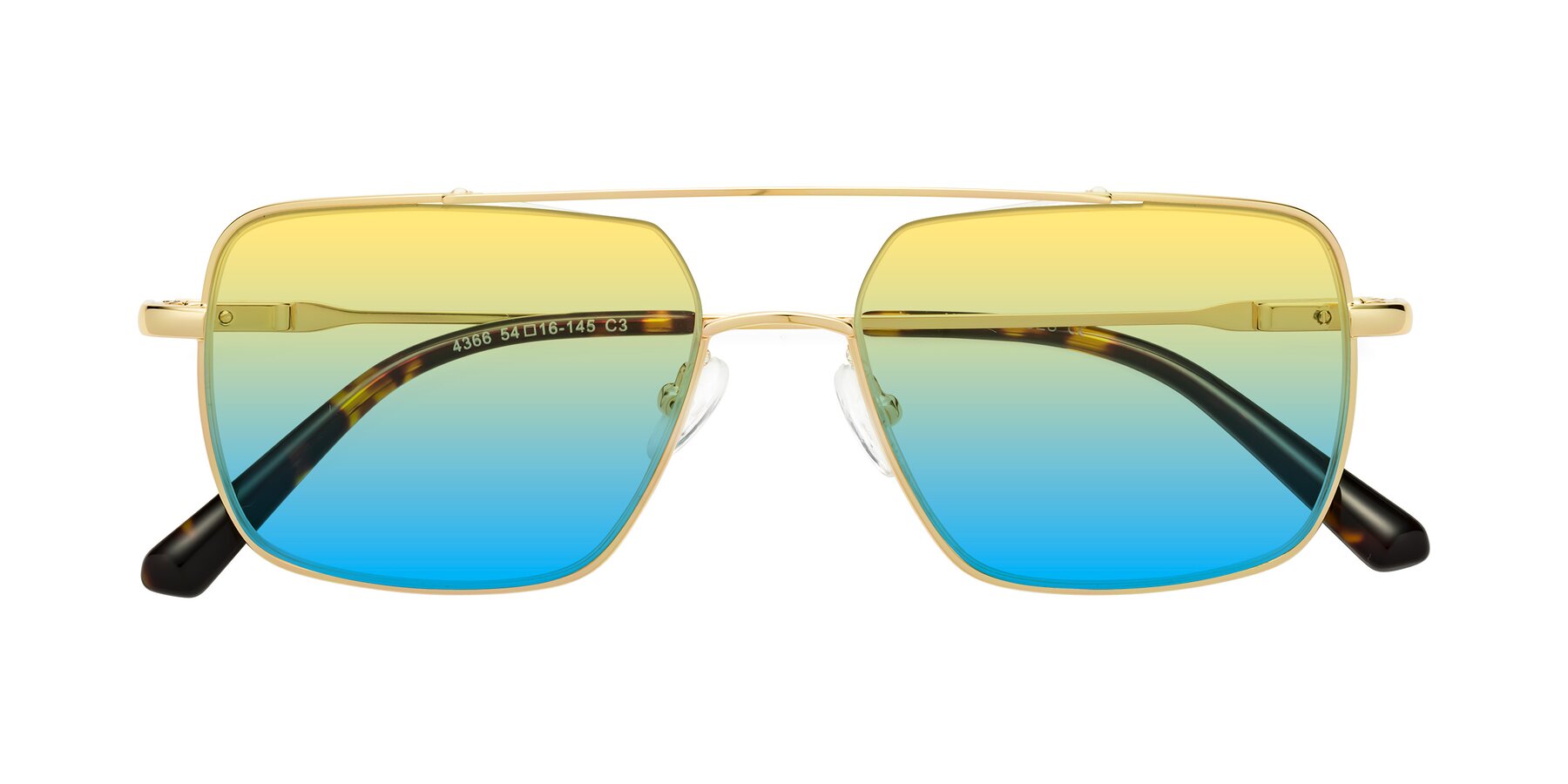Folded Front of Jever in Gold with Yellow / Blue Gradient Lenses