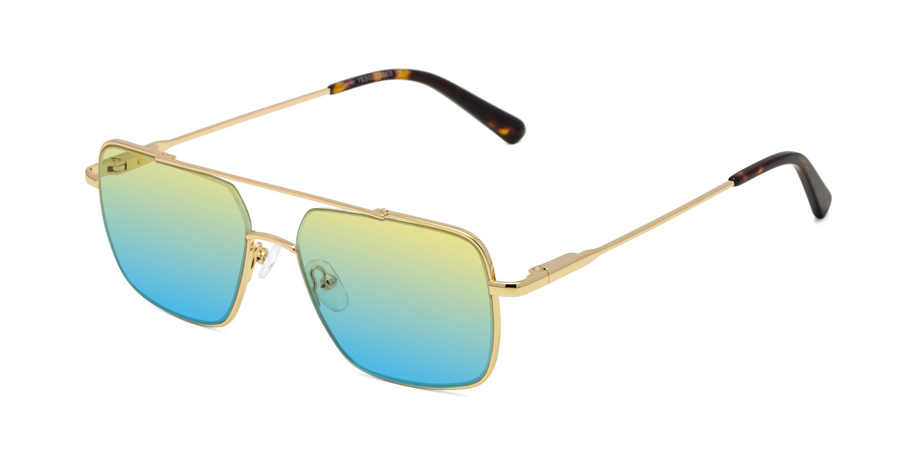 Angle of Jever in Gold with Yellow / Blue Gradient Lenses