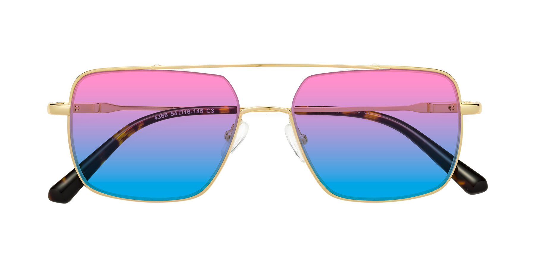 Folded Front of Jever in Gold with Pink / Blue Gradient Lenses