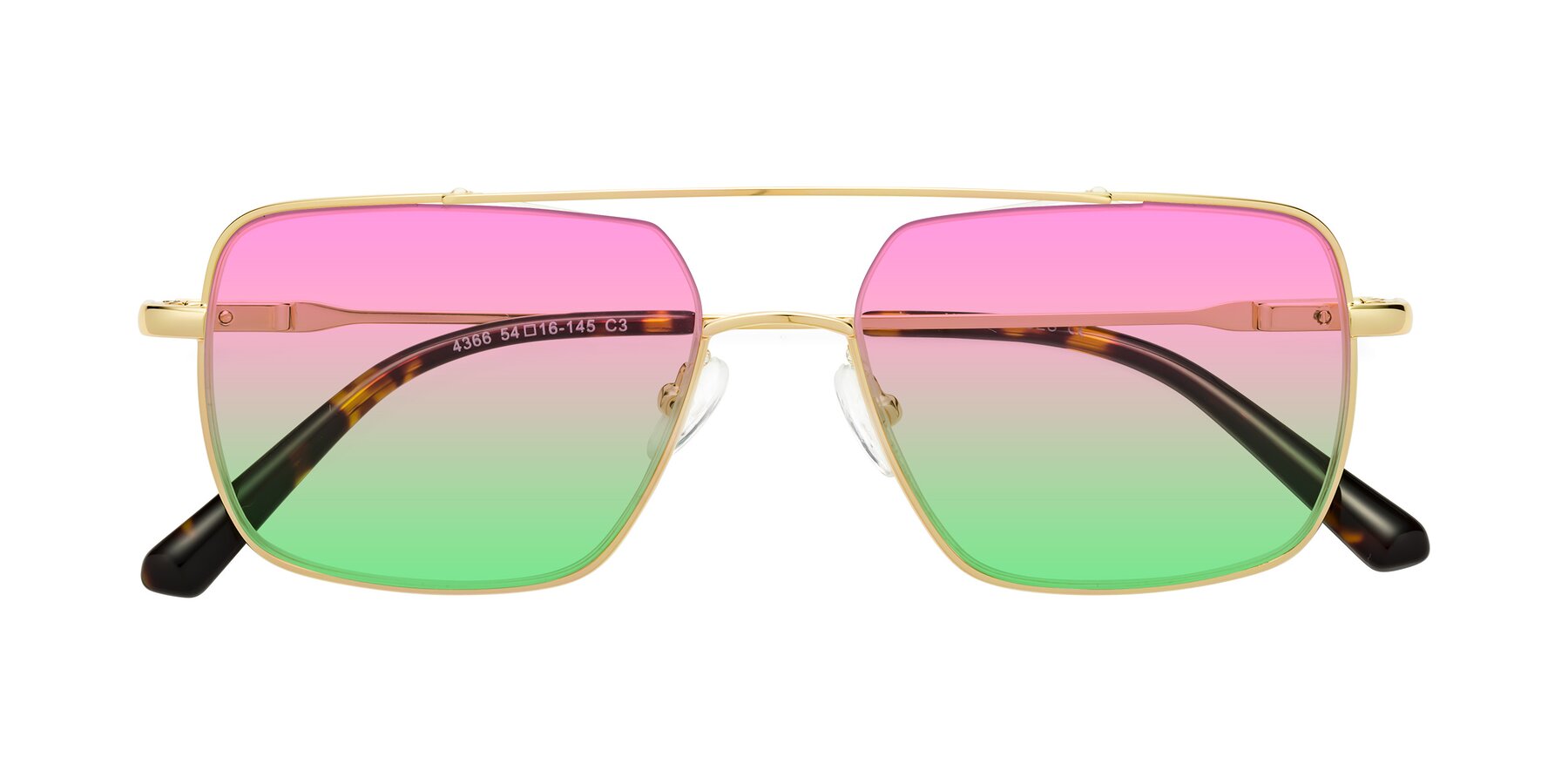 Folded Front of Jever in Gold with Pink / Green Gradient Lenses