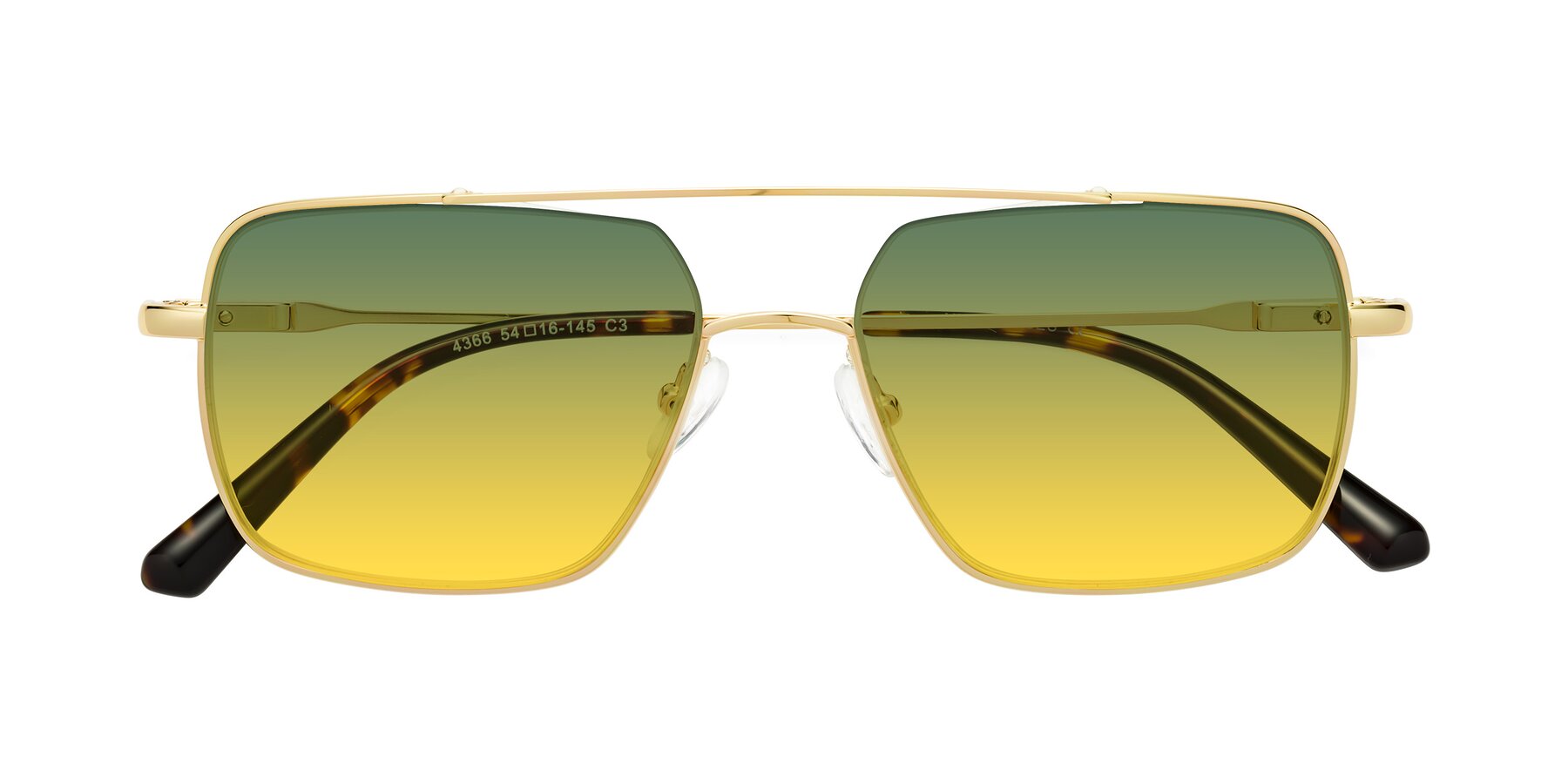 Folded Front of Jever in Gold with Green / Yellow Gradient Lenses