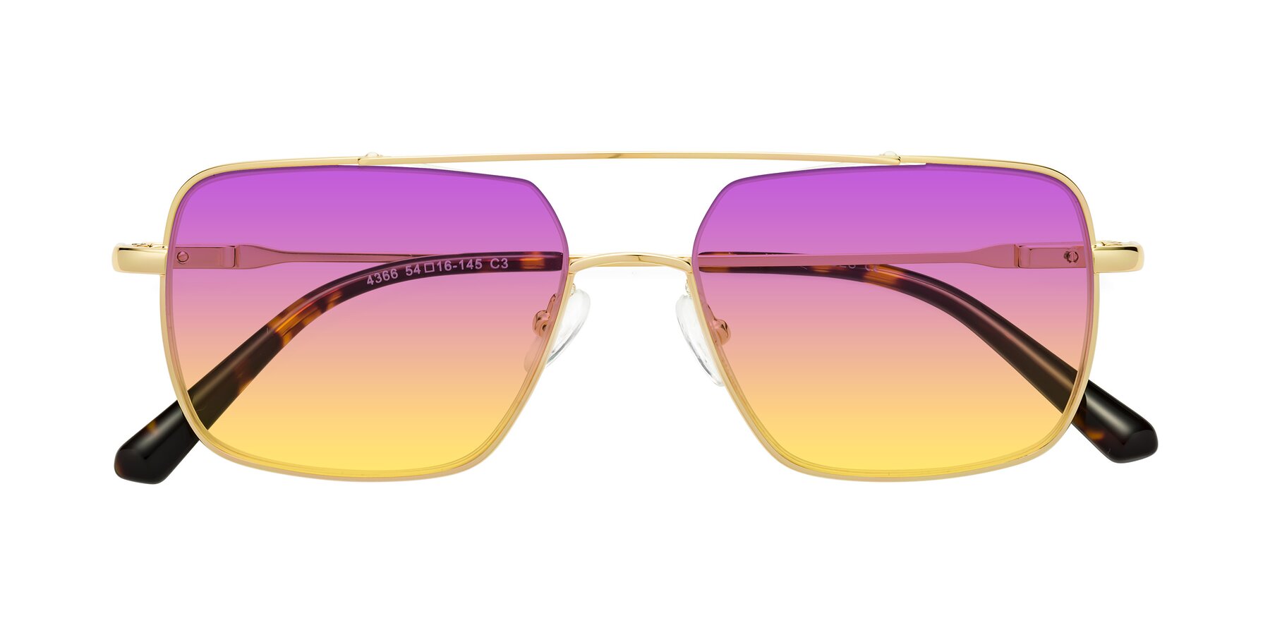 Folded Front of Jever in Gold with Purple / Yellow Gradient Lenses
