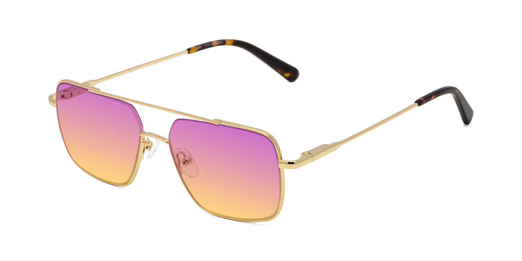 Angle of Jever in Gold with Purple / Yellow Gradient Lenses