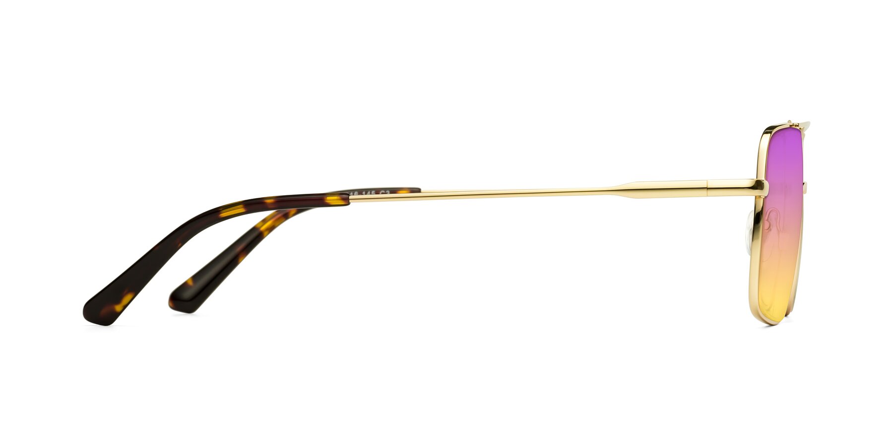 Side of Jever in Gold with Purple / Yellow Gradient Lenses