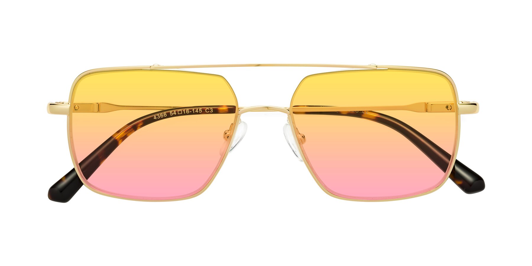 Folded Front of Jever in Gold with Yellow / Pink Gradient Lenses