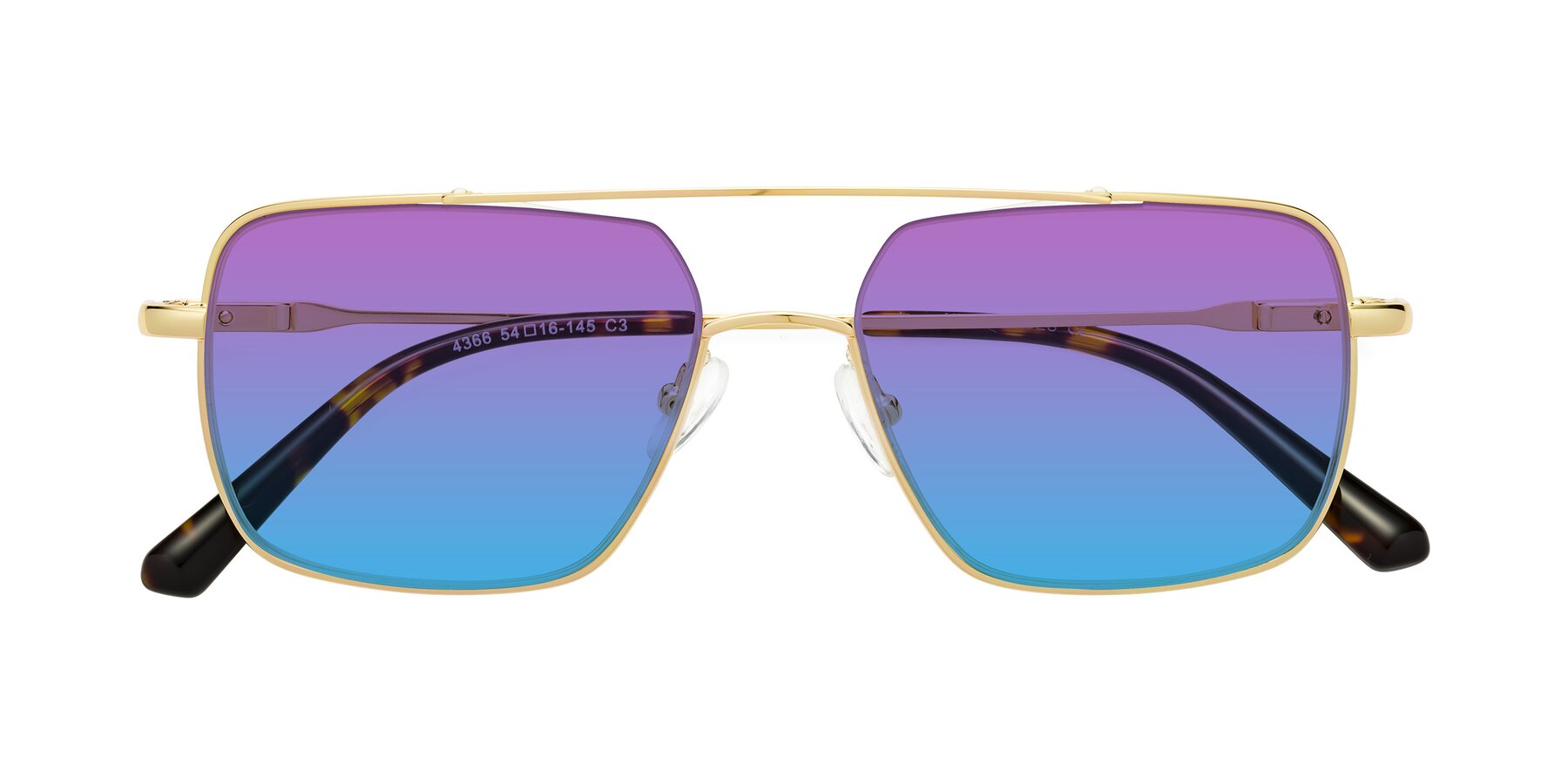 Folded Front of Jever in Gold with Purple / Blue Gradient Lenses