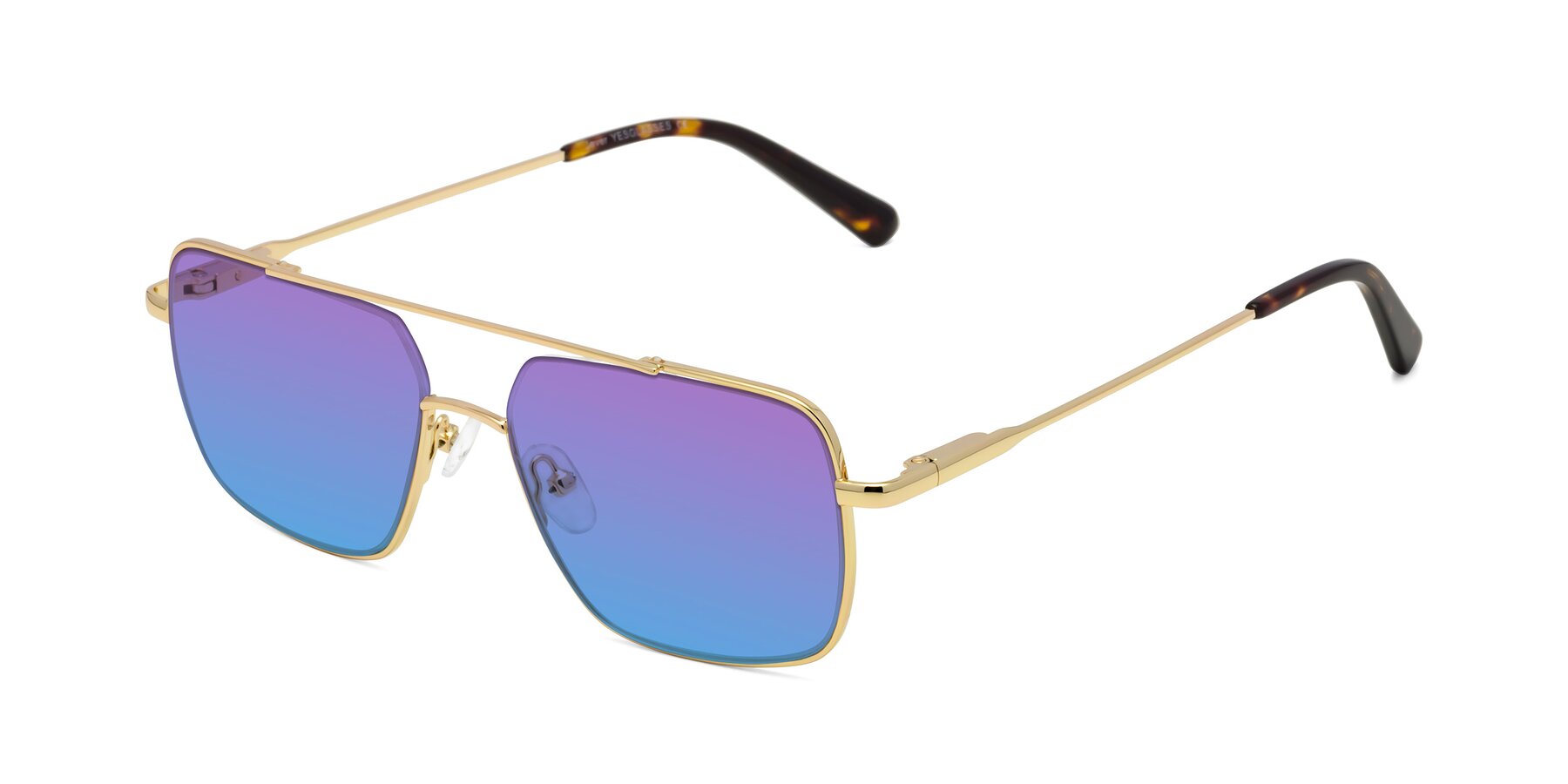 Angle of Jever in Gold with Purple / Blue Gradient Lenses