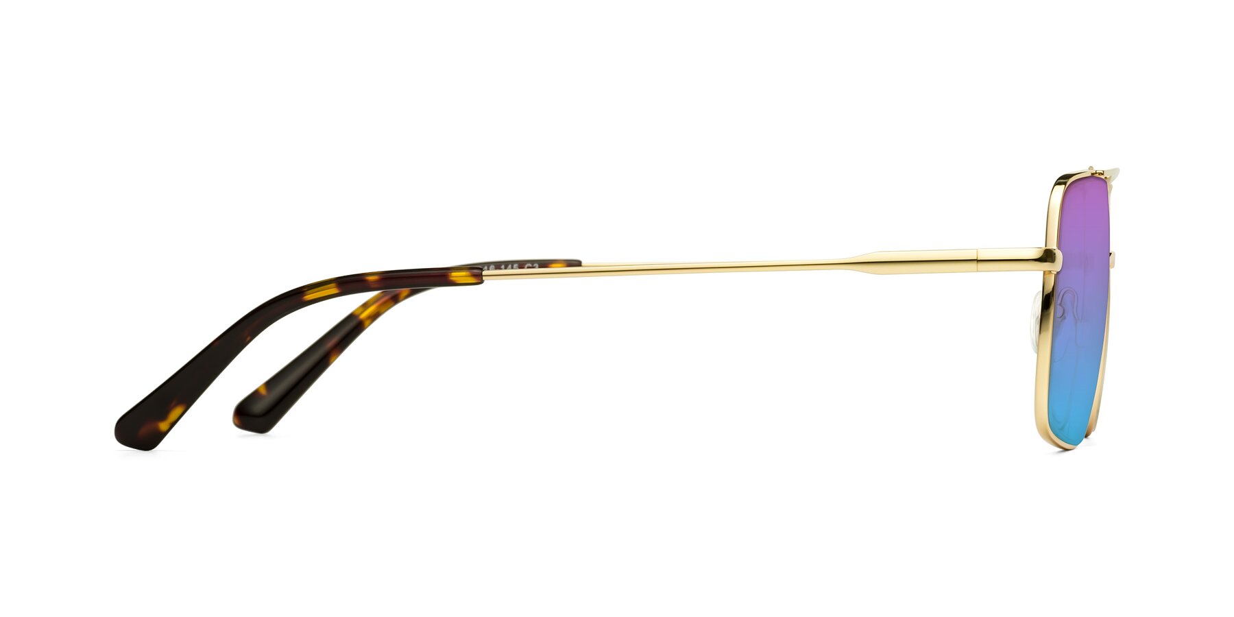 Side of Jever in Gold with Purple / Blue Gradient Lenses