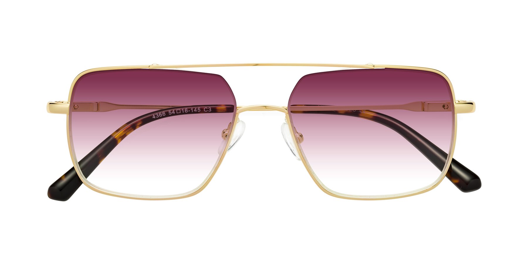 Folded Front of Jever in Gold with Wine Gradient Lenses