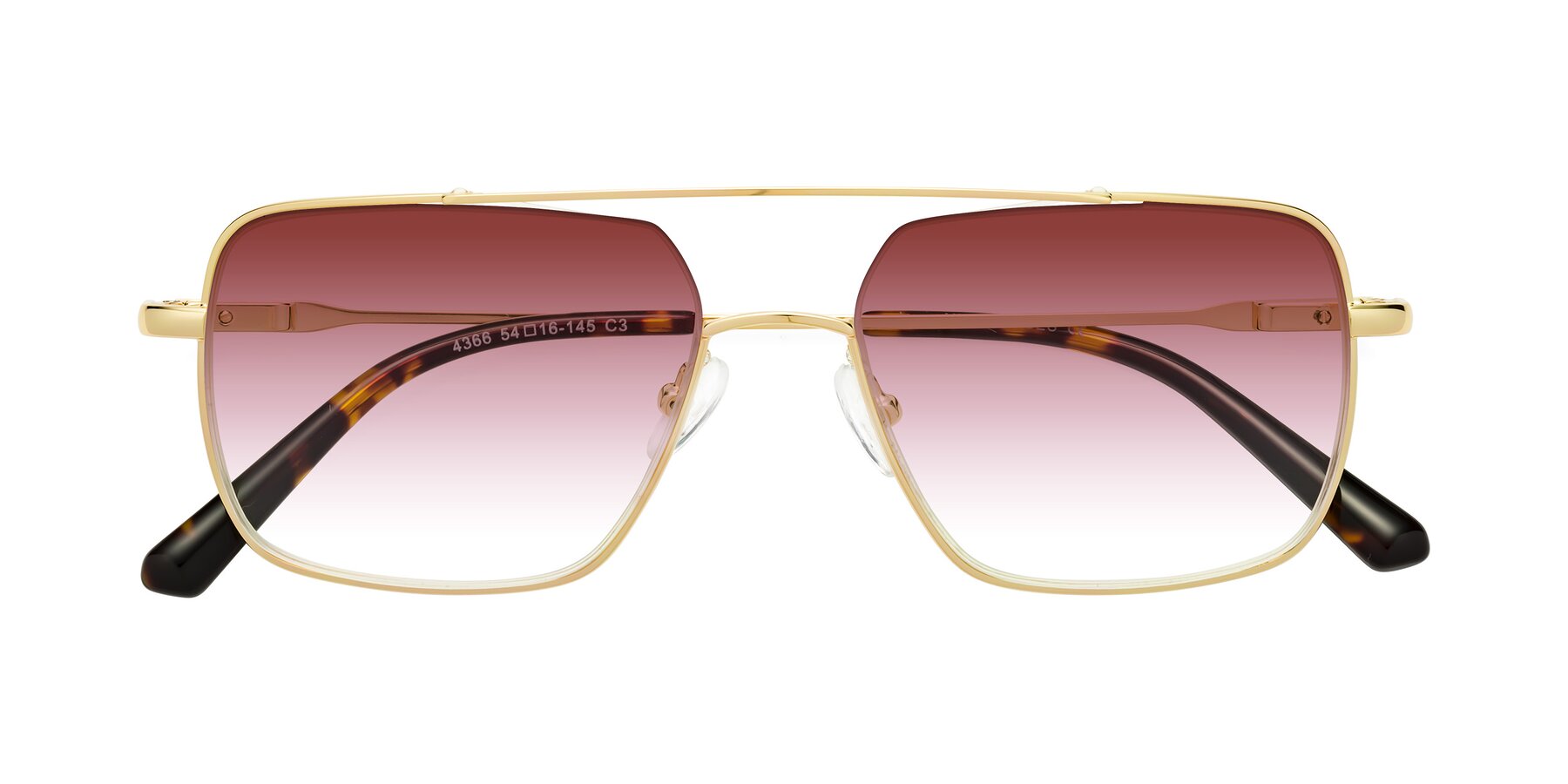 Folded Front of Jever in Gold with Garnet Gradient Lenses