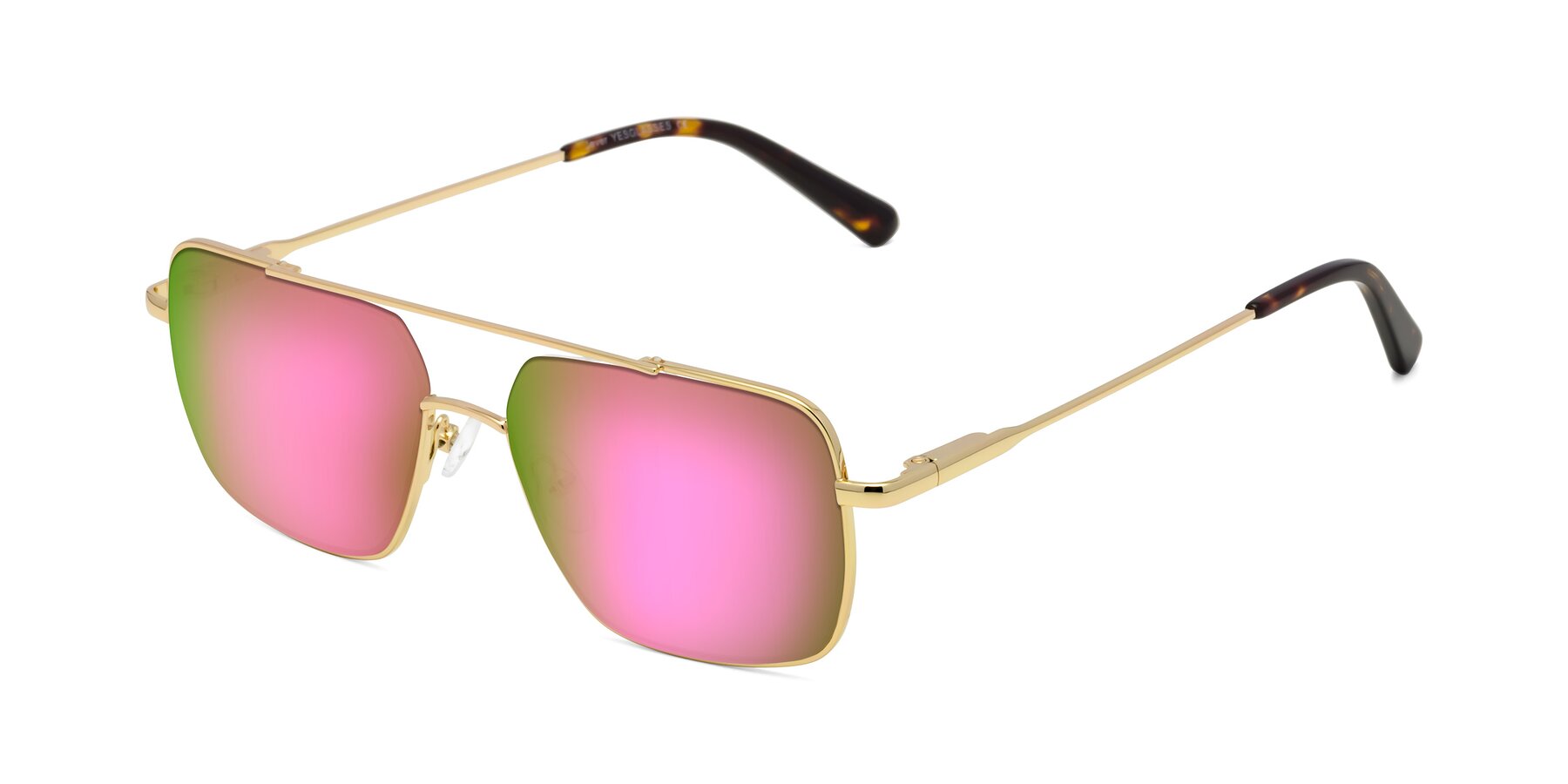 Angle of Jever in Gold with Pink Mirrored Lenses