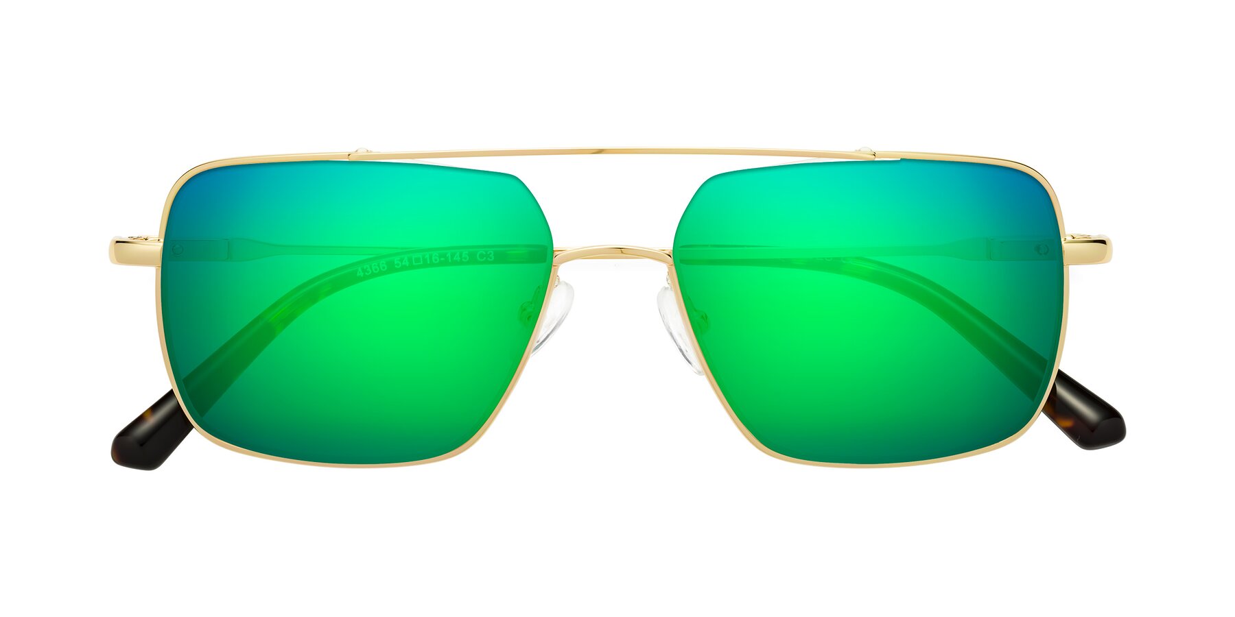 Folded Front of Jever in Gold with Green Mirrored Lenses