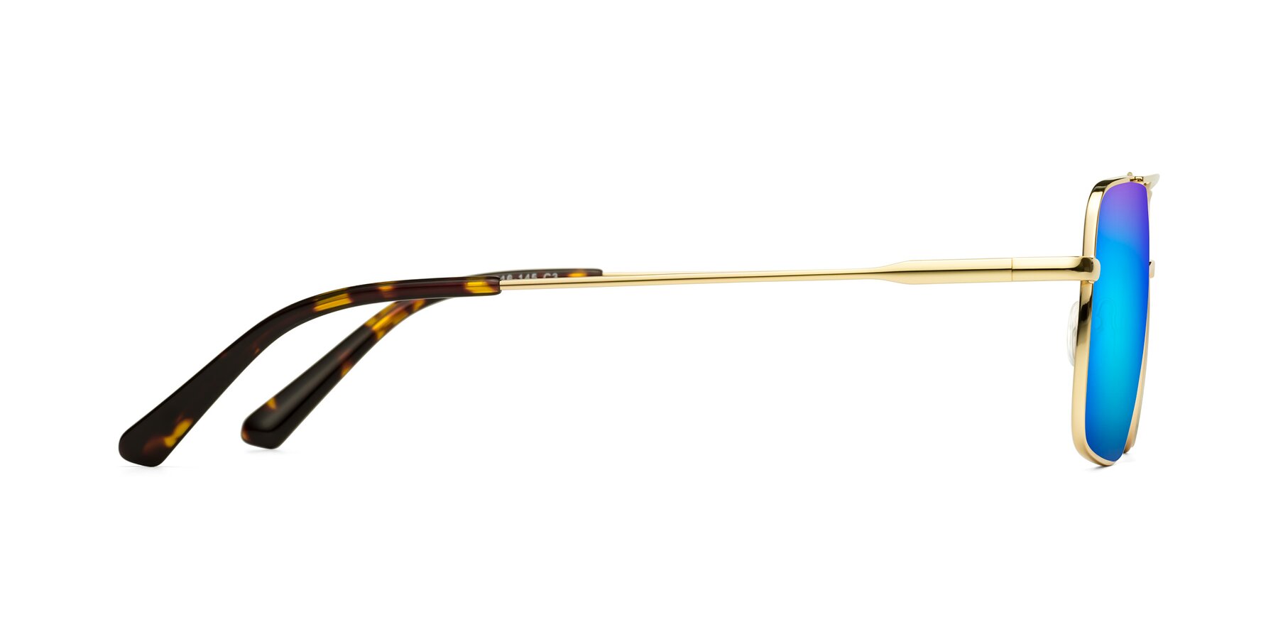 Side of Jever in Gold with Blue Mirrored Lenses