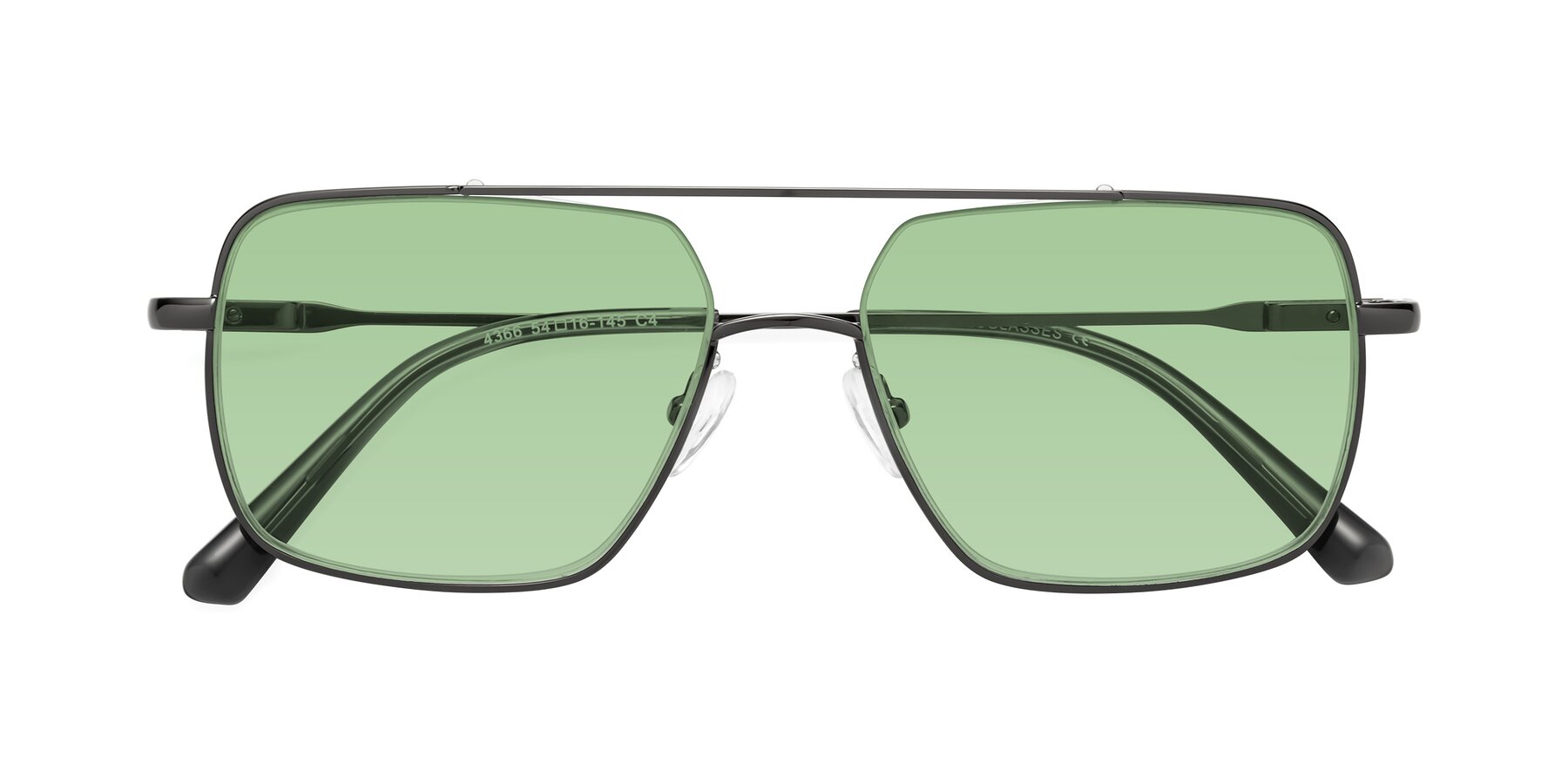 Folded Front of Jever in Gunmetal with Medium Green Tinted Lenses