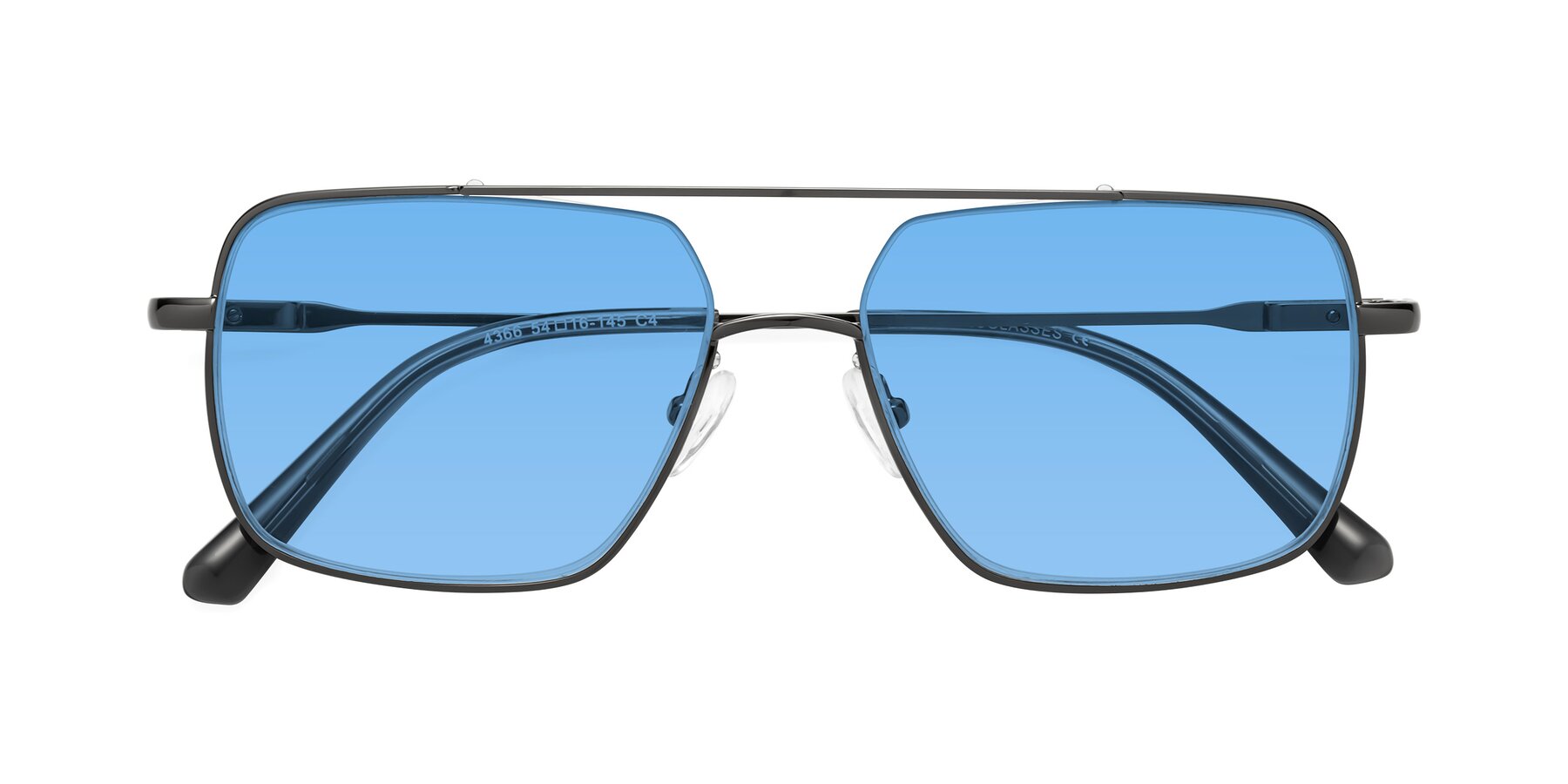 Folded Front of Jever in Gunmetal with Medium Blue Tinted Lenses