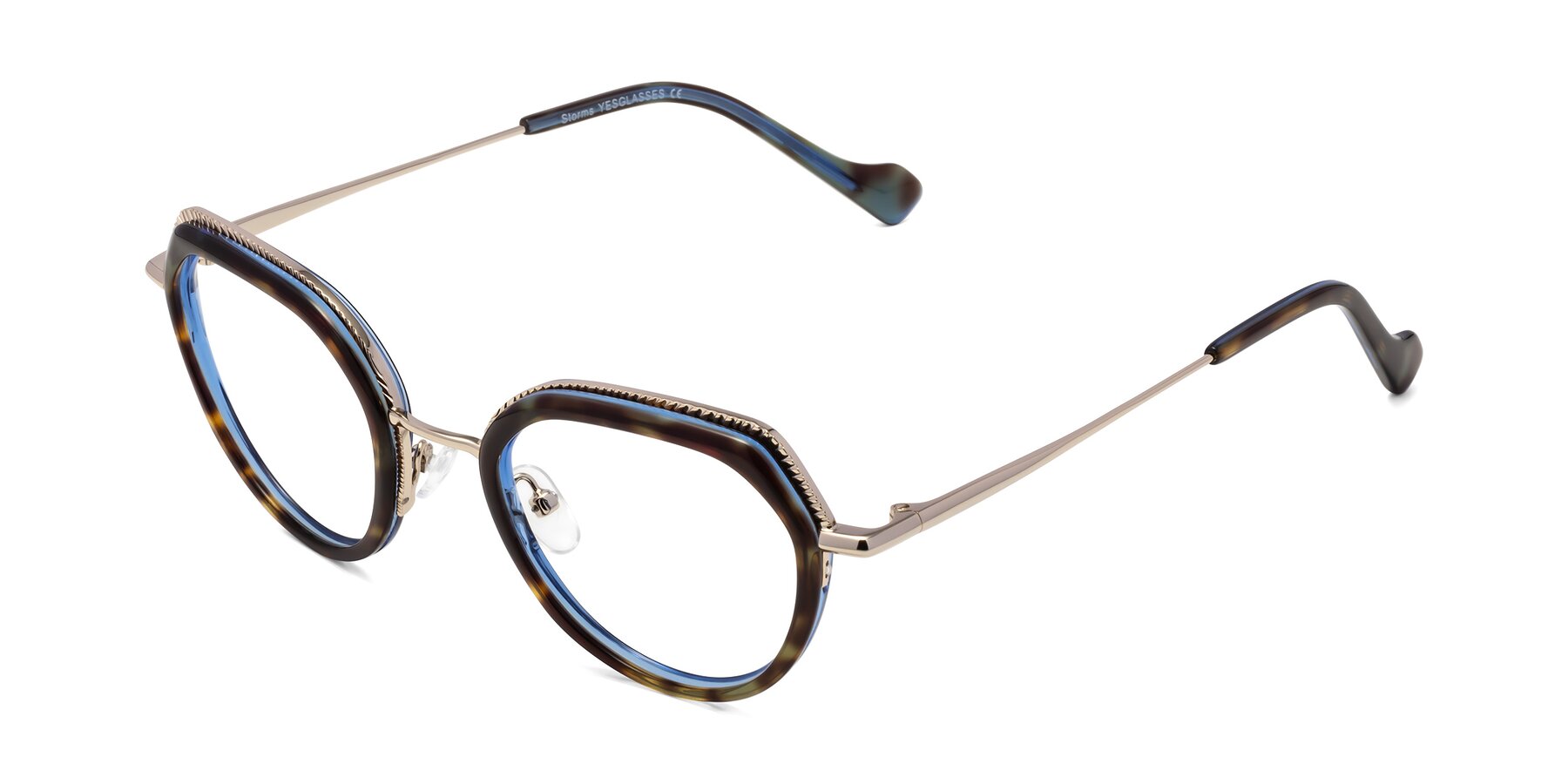 Angle of Storms in Tortoise-Blue with Clear Blue Light Blocking Lenses