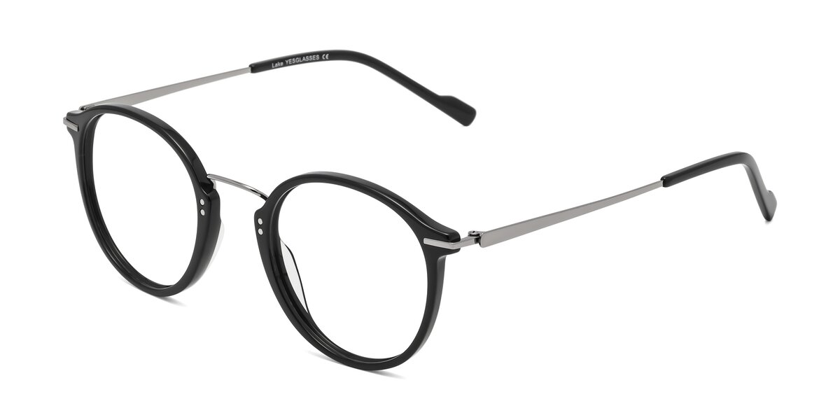 Black RetroVintage Lightweight Round Eyeglasses Lake