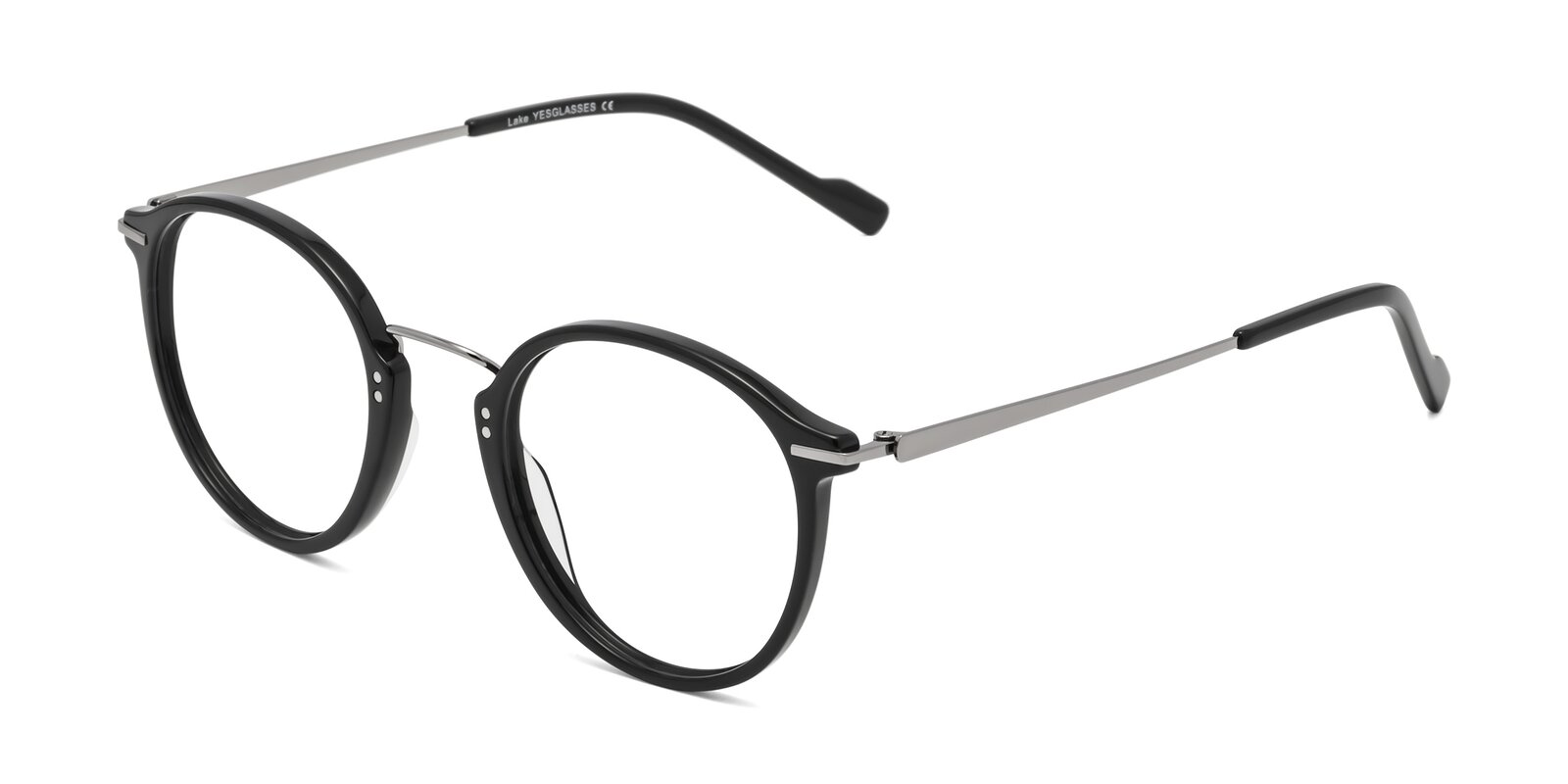 Black RetroVintage Lightweight Round Eyeglasses Lake