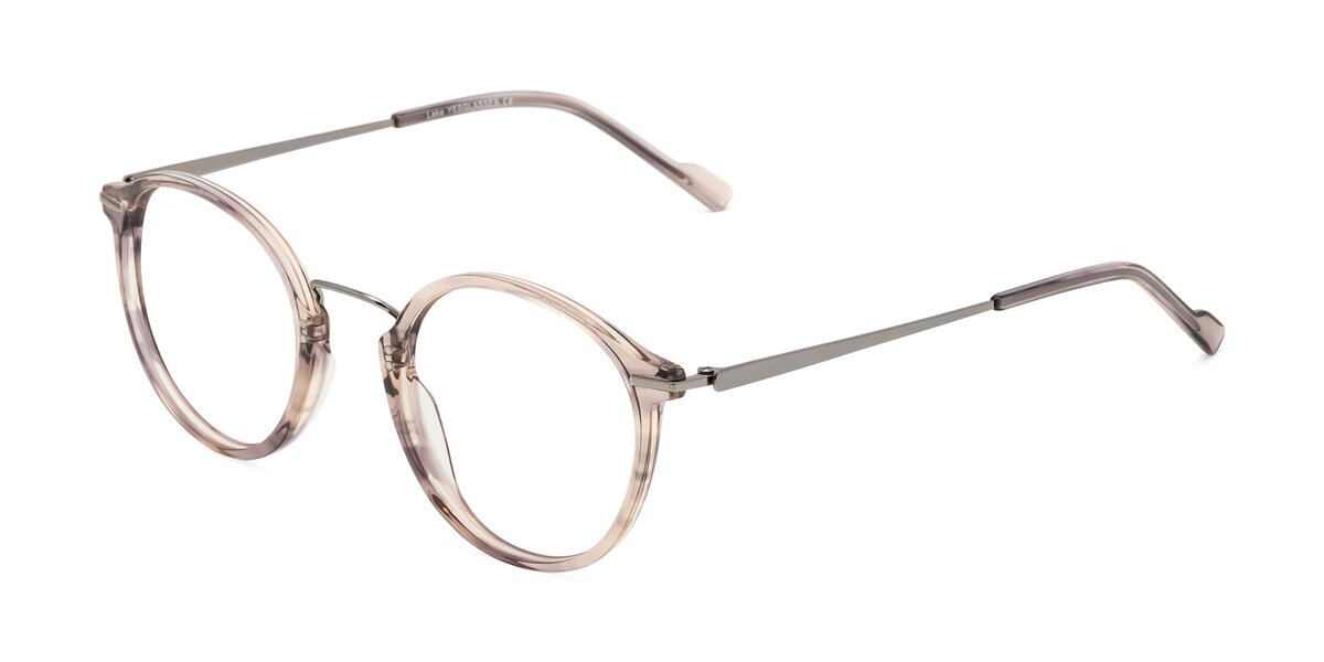 Stripe Champagne RetroVintage Lightweight Round Eyeglasses Lake