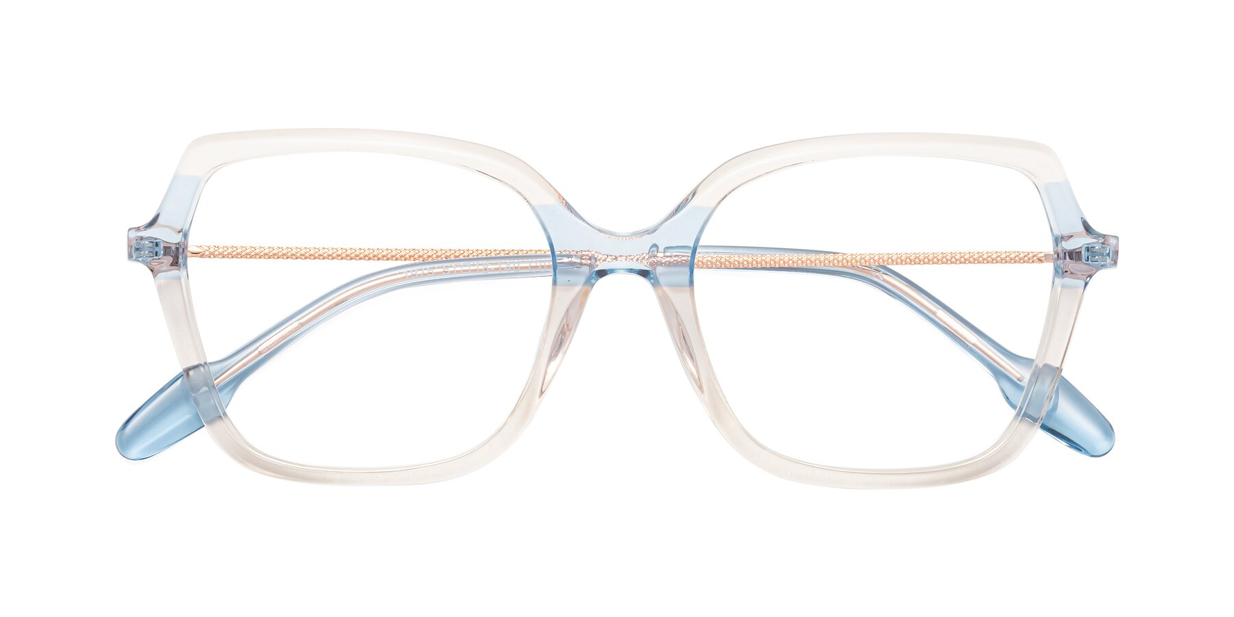 Folded Front of Happyland in Light Brown-Blue with Clear Eyeglass Lenses