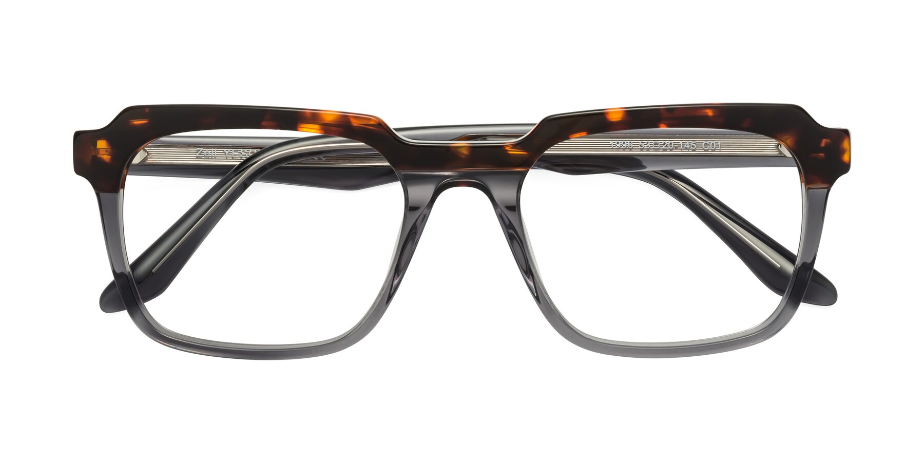 Folded Front of Zell in Tortoise/Gray with Clear Blue Light Blocking Lenses