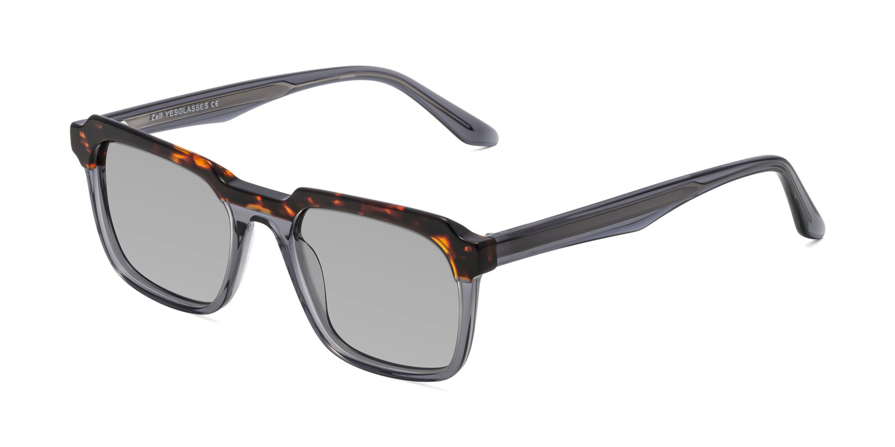 Angle of Zell in Tortoise/Gray with Light Gray Tinted Lenses