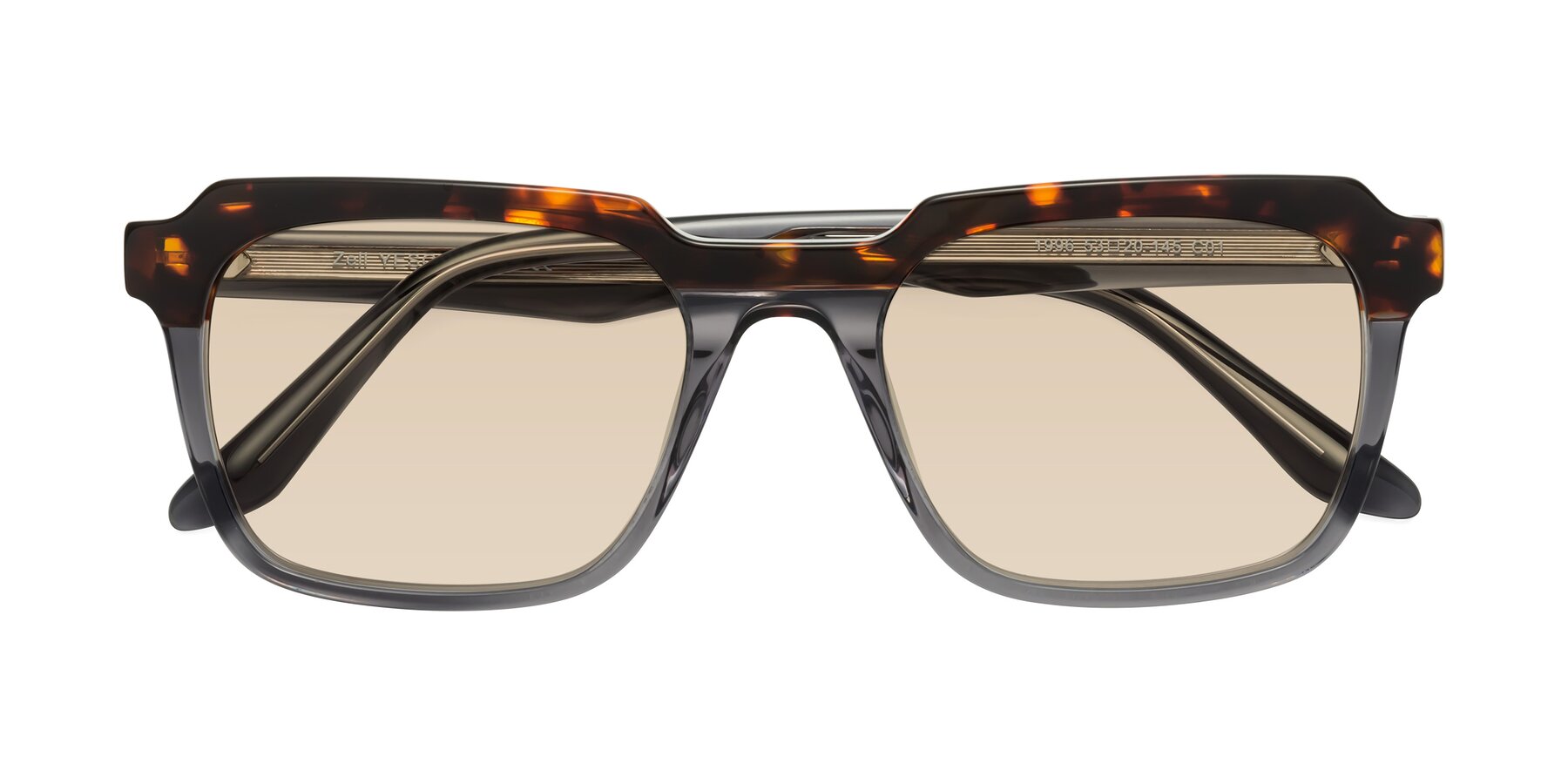 Folded Front of Zell in Tortoise/Gray with Light Brown Tinted Lenses