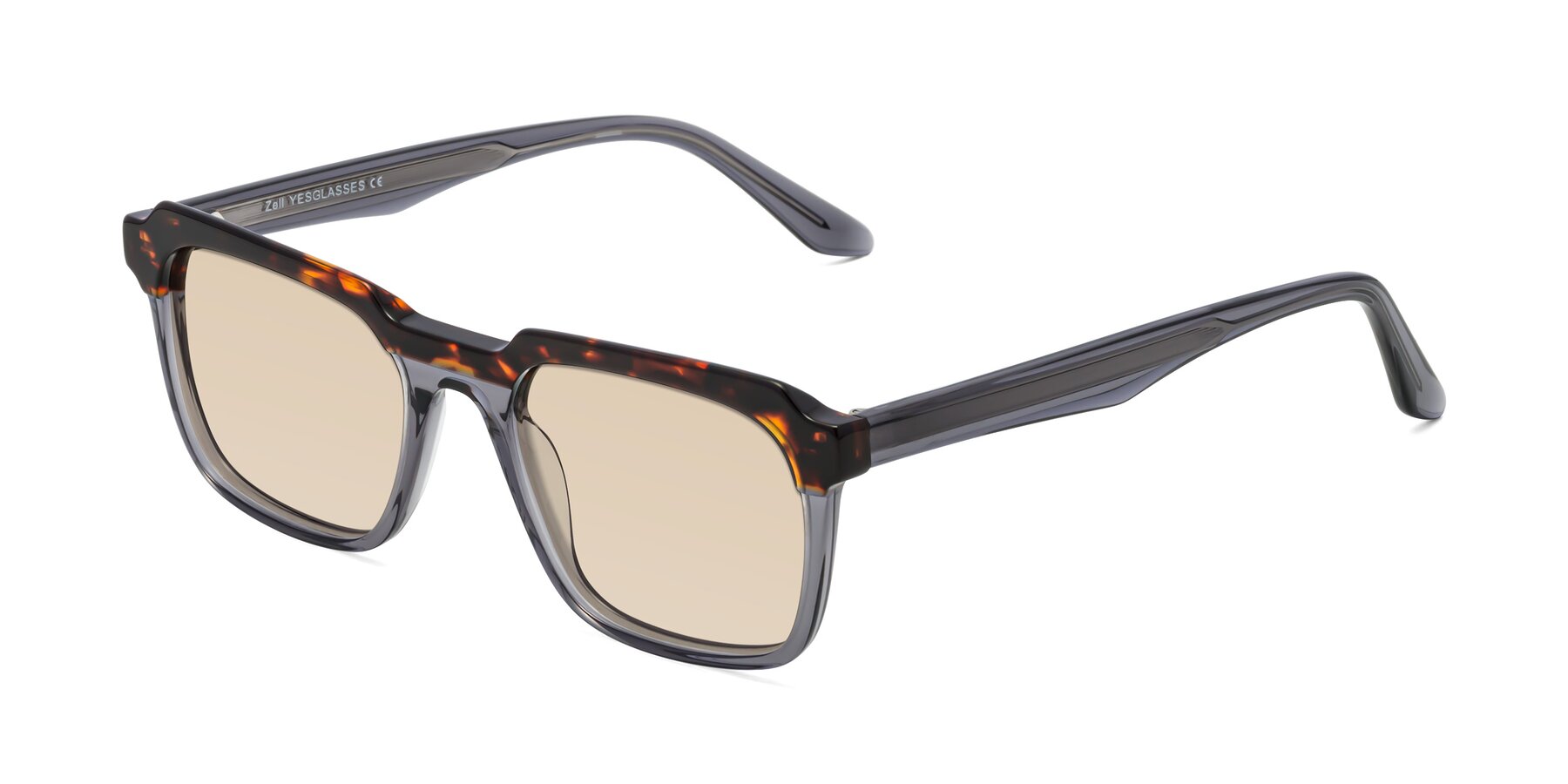 Angle of Zell in Tortoise/Gray with Light Brown Tinted Lenses